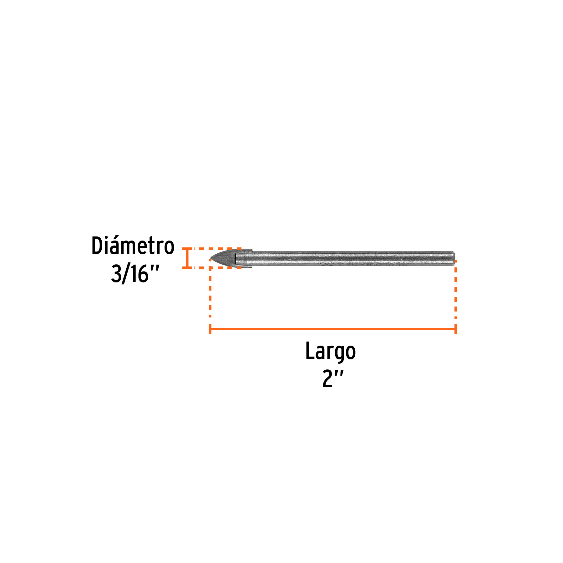 Broca para vidrio y azulejo de 3/16", TRUPER TRUPER