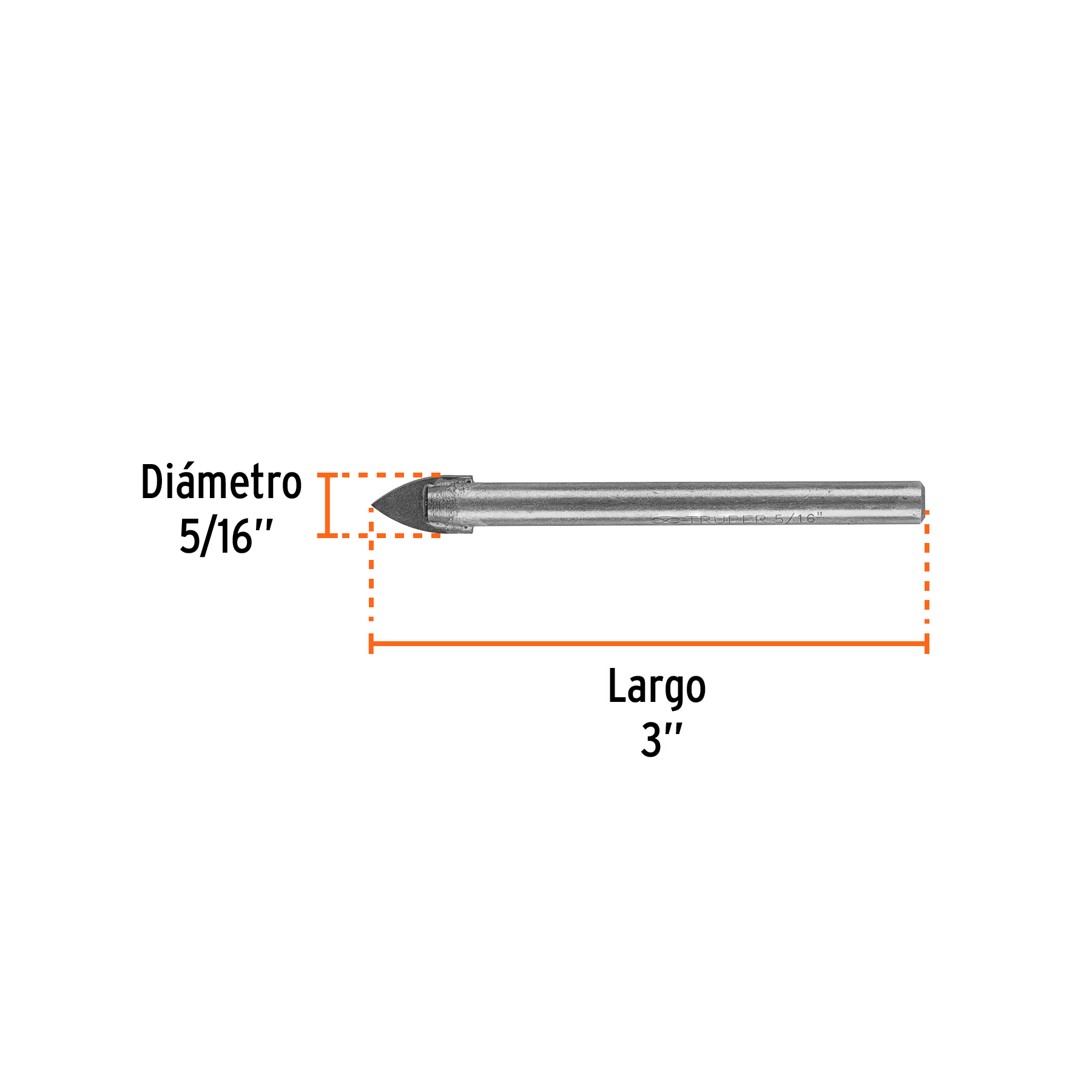 Broca para vidrio y azulejo de 5/16", TRUPER TRUPER