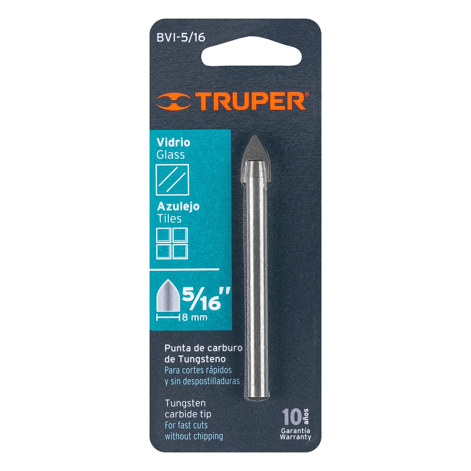 Broca para vidrio y azulejo de 5/16", TRUPER TRUPER