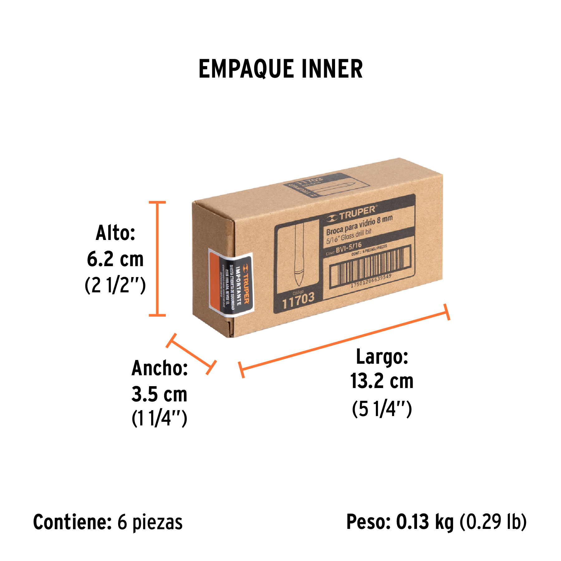 Broca para vidrio y azulejo de 5/16", TRUPER TRUPER