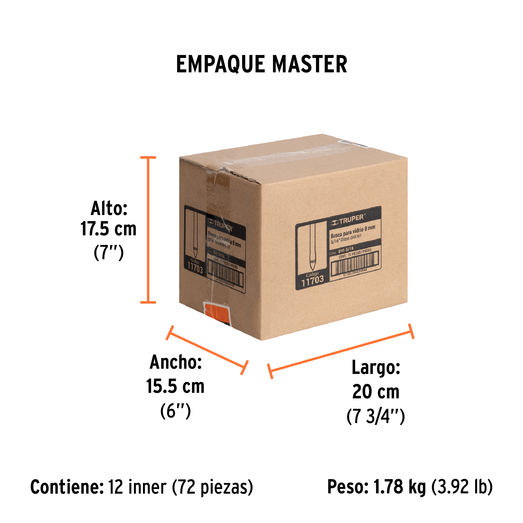 Broca para vidrio y azulejo de 5/16", TRUPER TRUPER