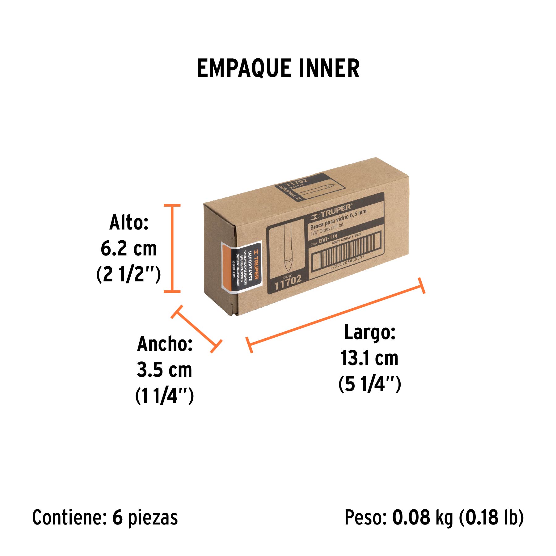 Broca para vidrio y azulejo de 1/4", TRUPER TRUPER
