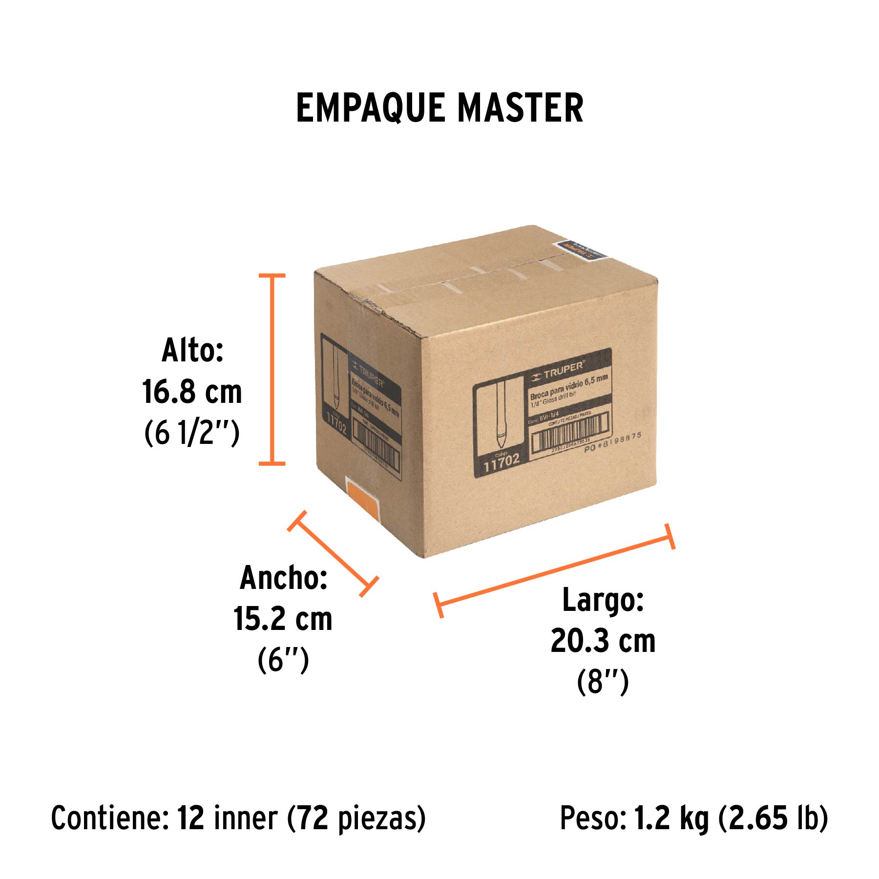 Broca para vidrio y azulejo de 1/4", TRUPER TRUPER