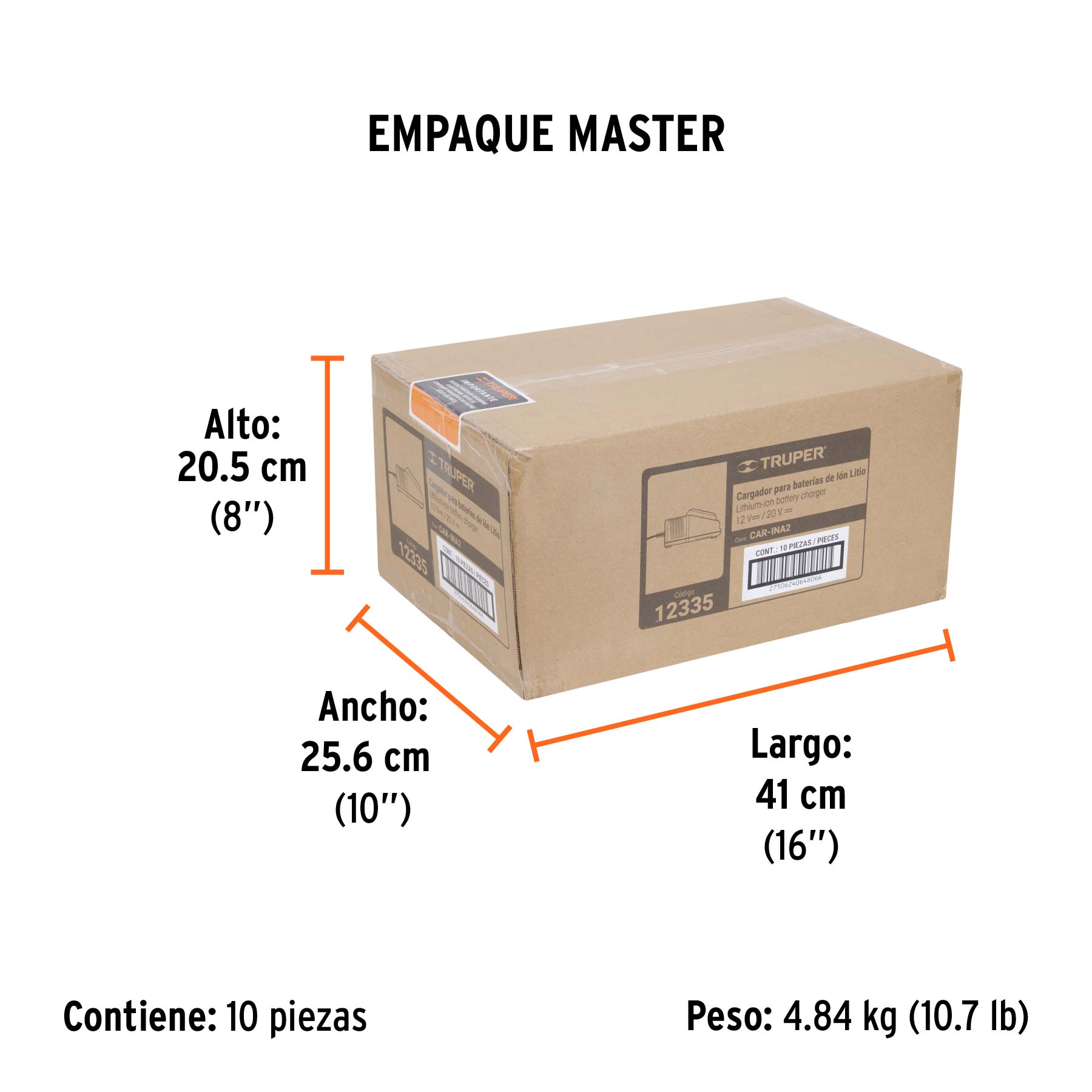 Cargador de baterías de ion litio de 12 y 20 V, TRUPER PRO TRUPER
