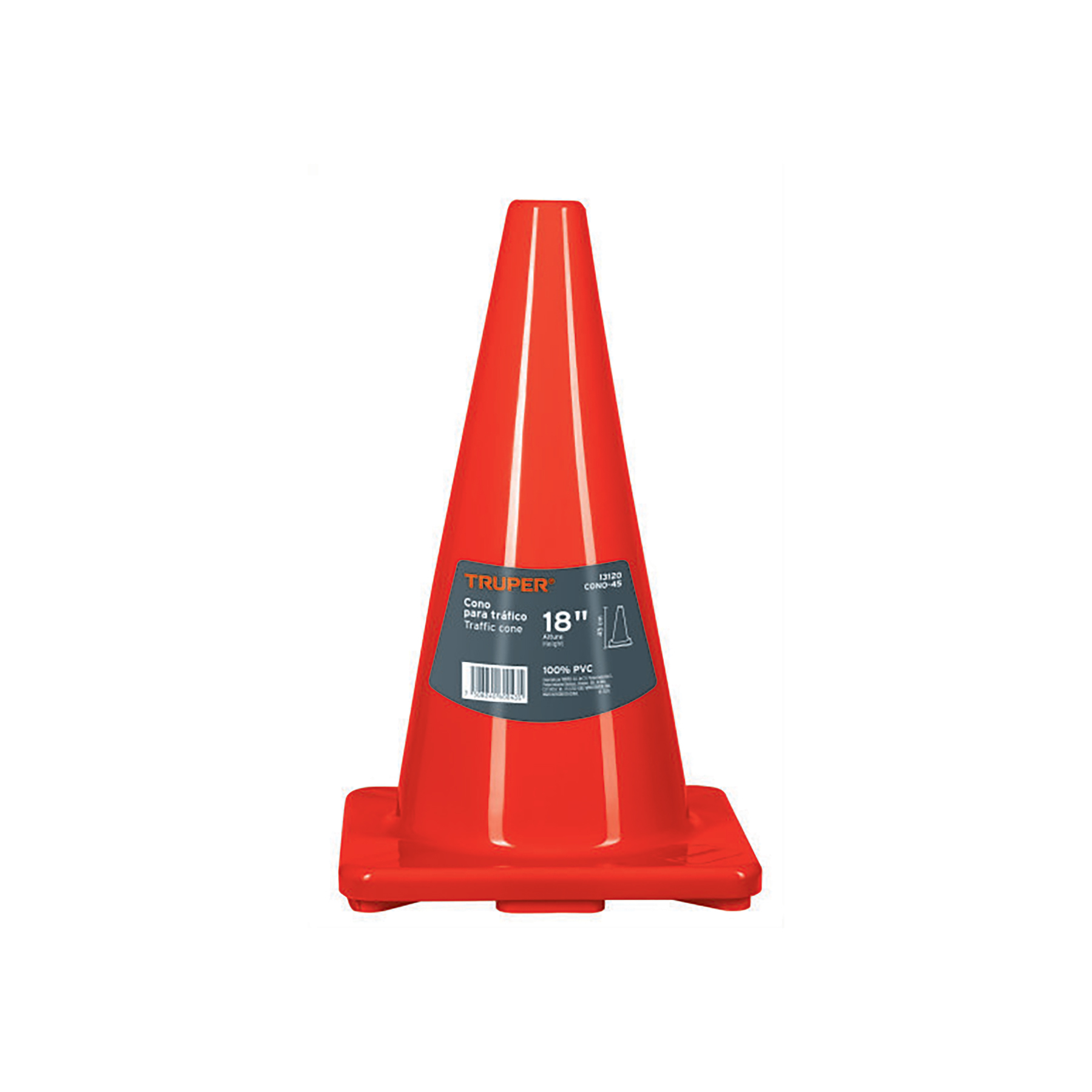 Cono de precaución de 45 cm de PVC, TRUPER TRUPER