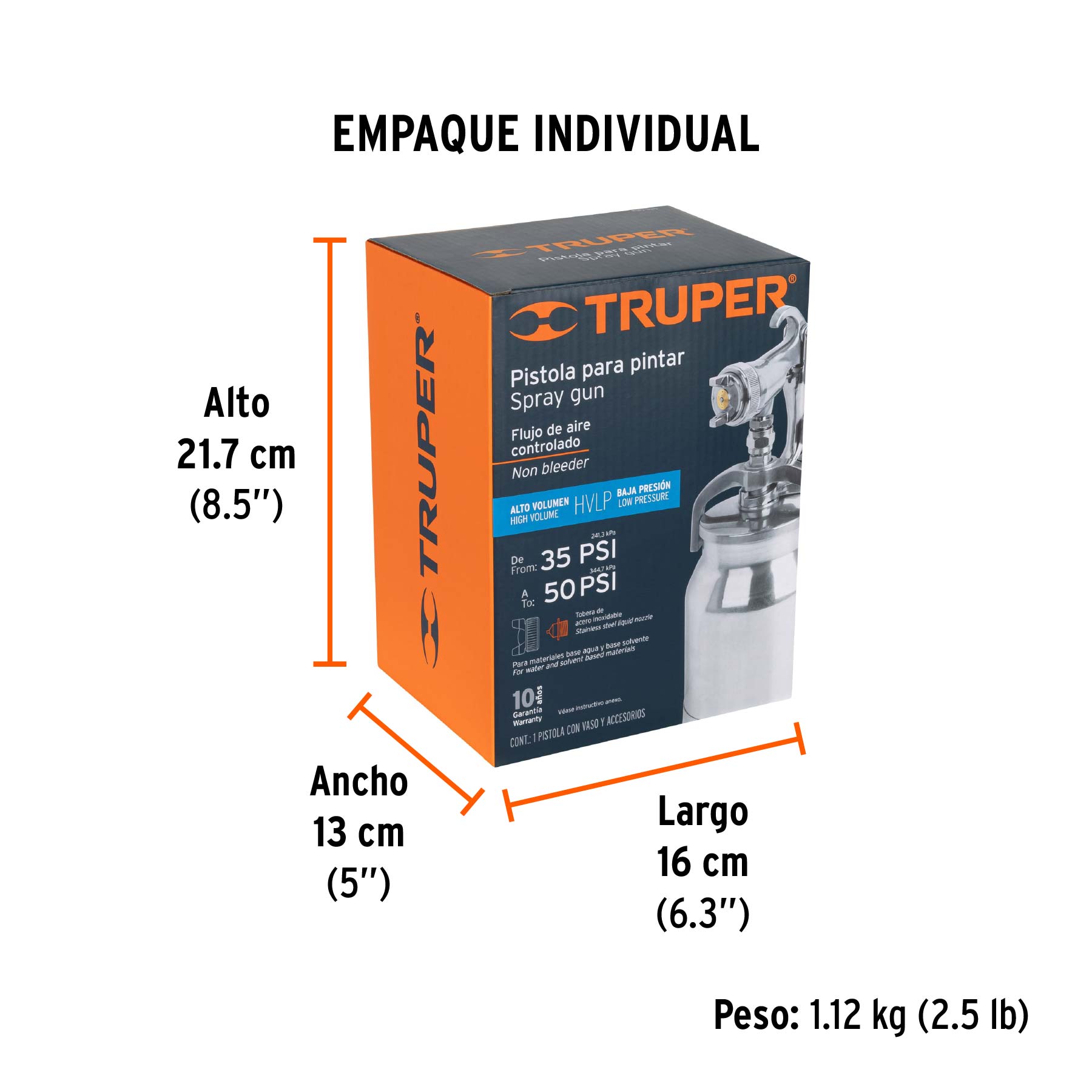Pistola p/pintar succión HVLP vaso aluminio, 1.4 mm, TRUPER TRUPER