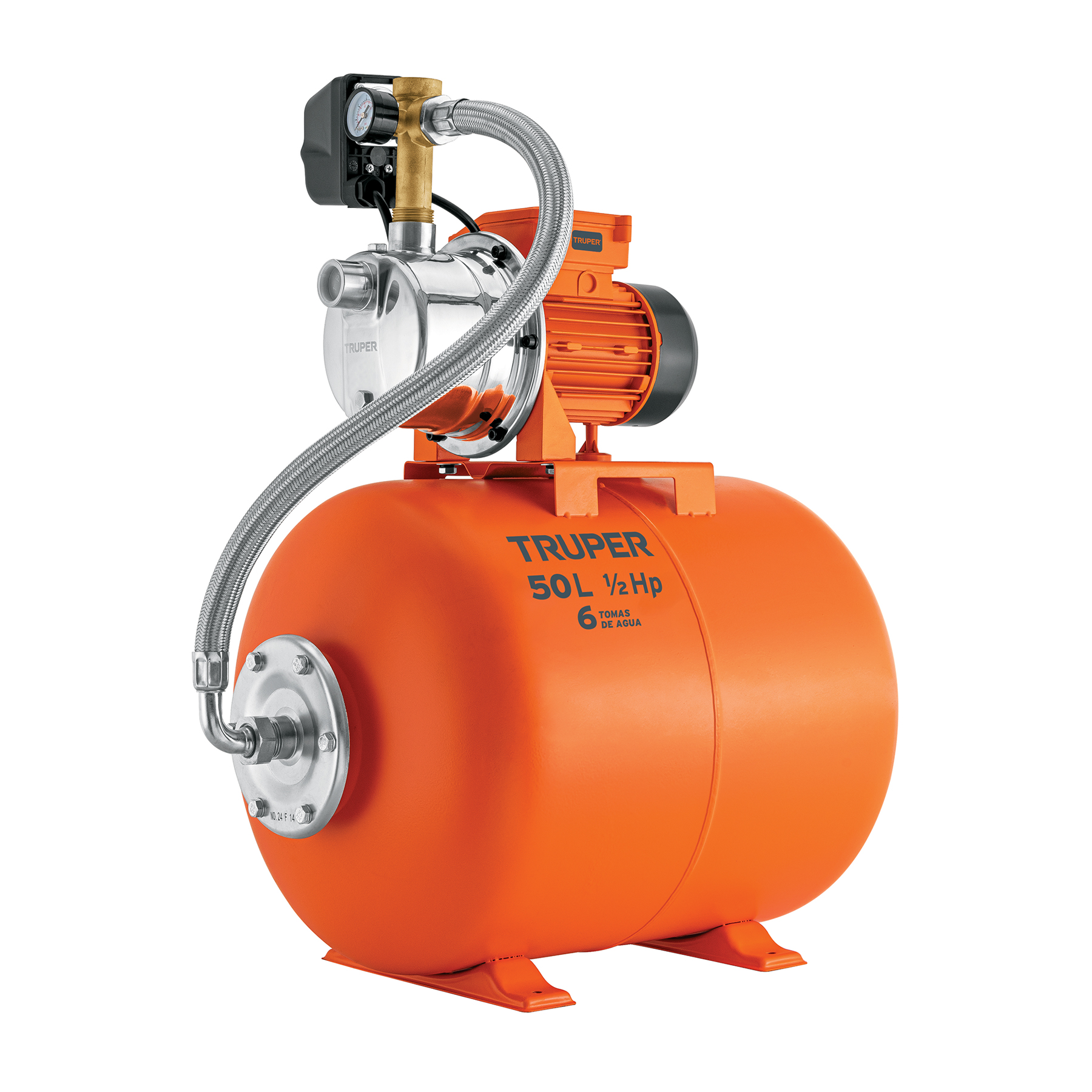Equipo hidroneumático 50L, jet inoxidable 1/2 HP, TRUPER TRUPER