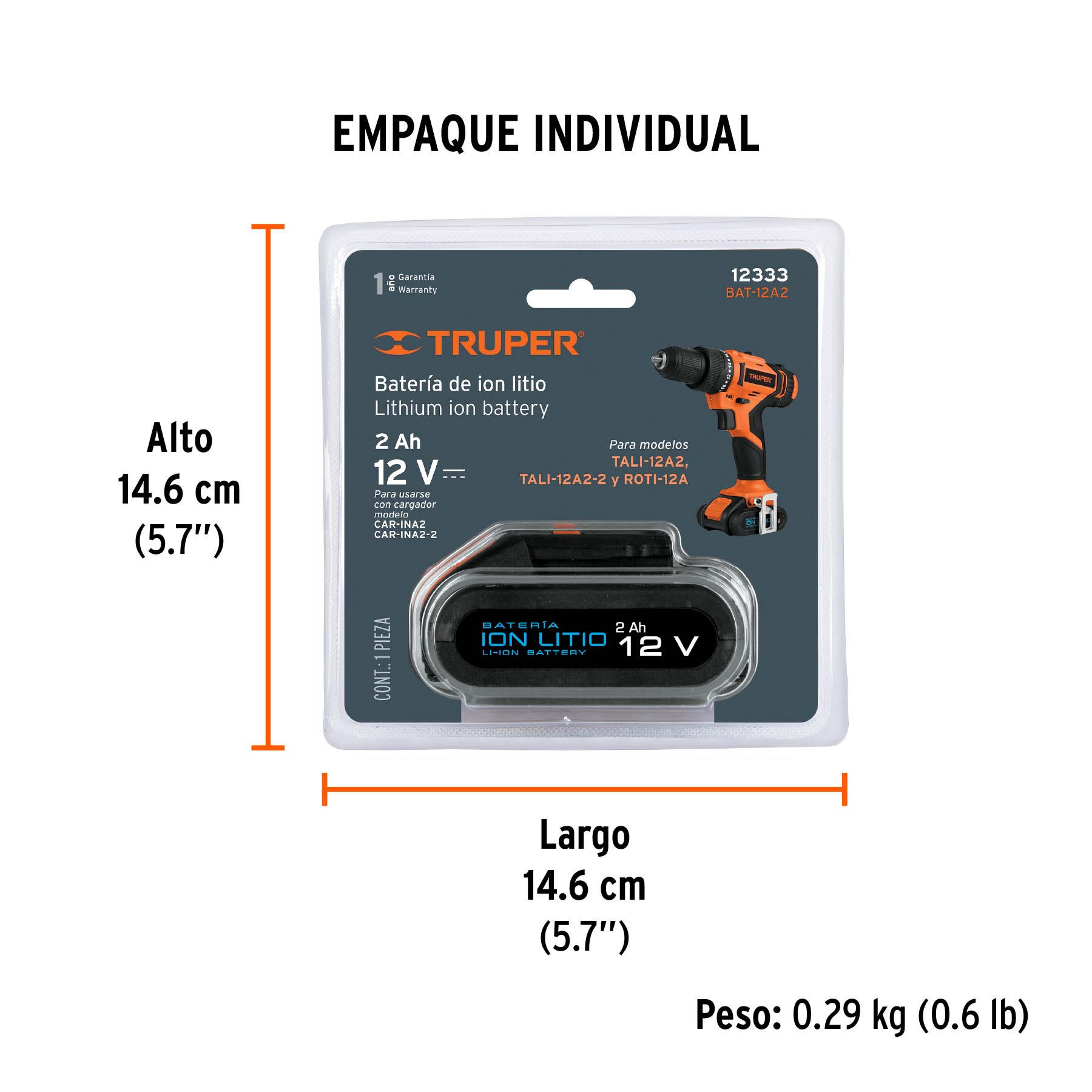 Batería ion litio, 12V, para ROTI-20A y TALI-12A2 TRUPER