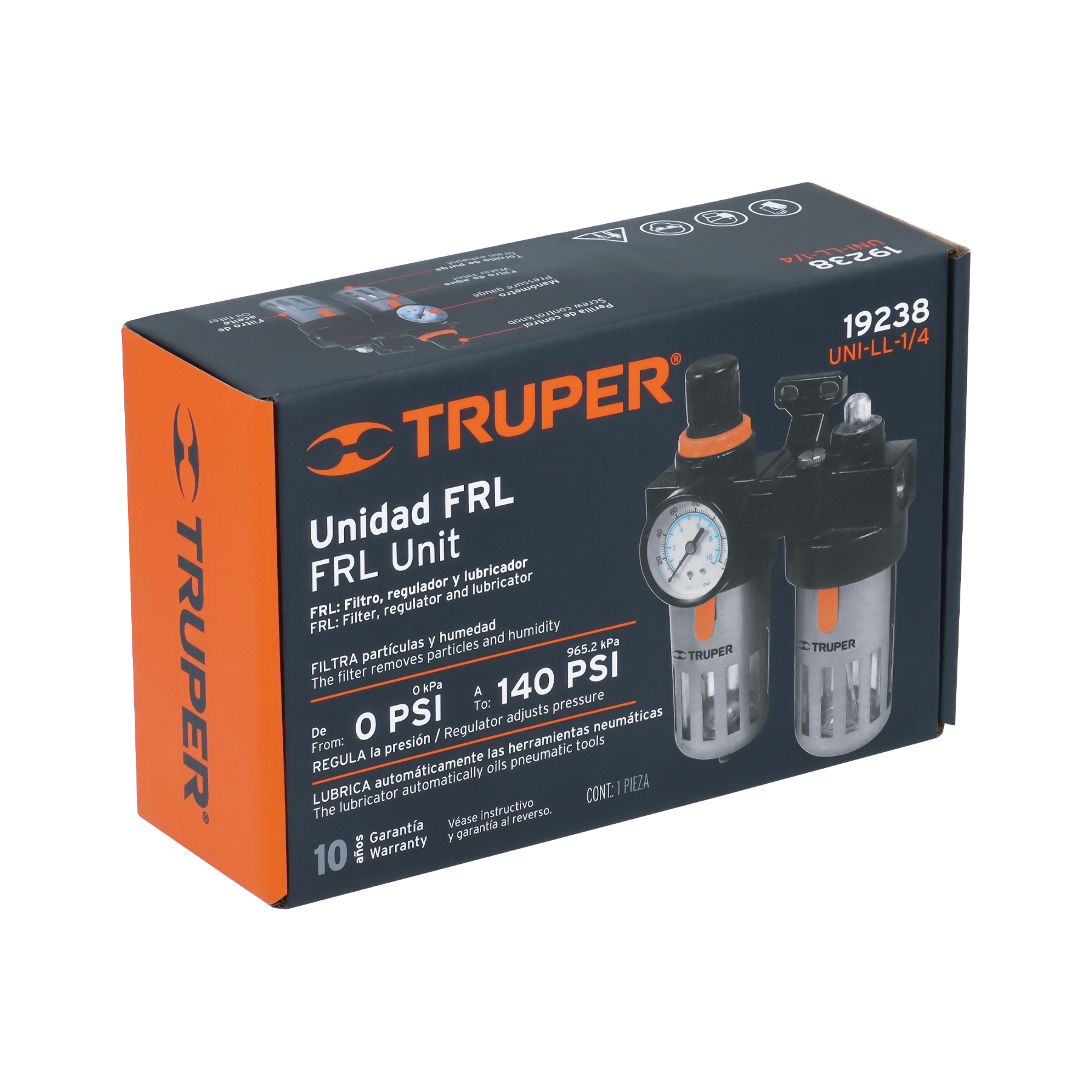 Filtro y regulador de aire con módulo de lubricación, TRUPER TRUPER