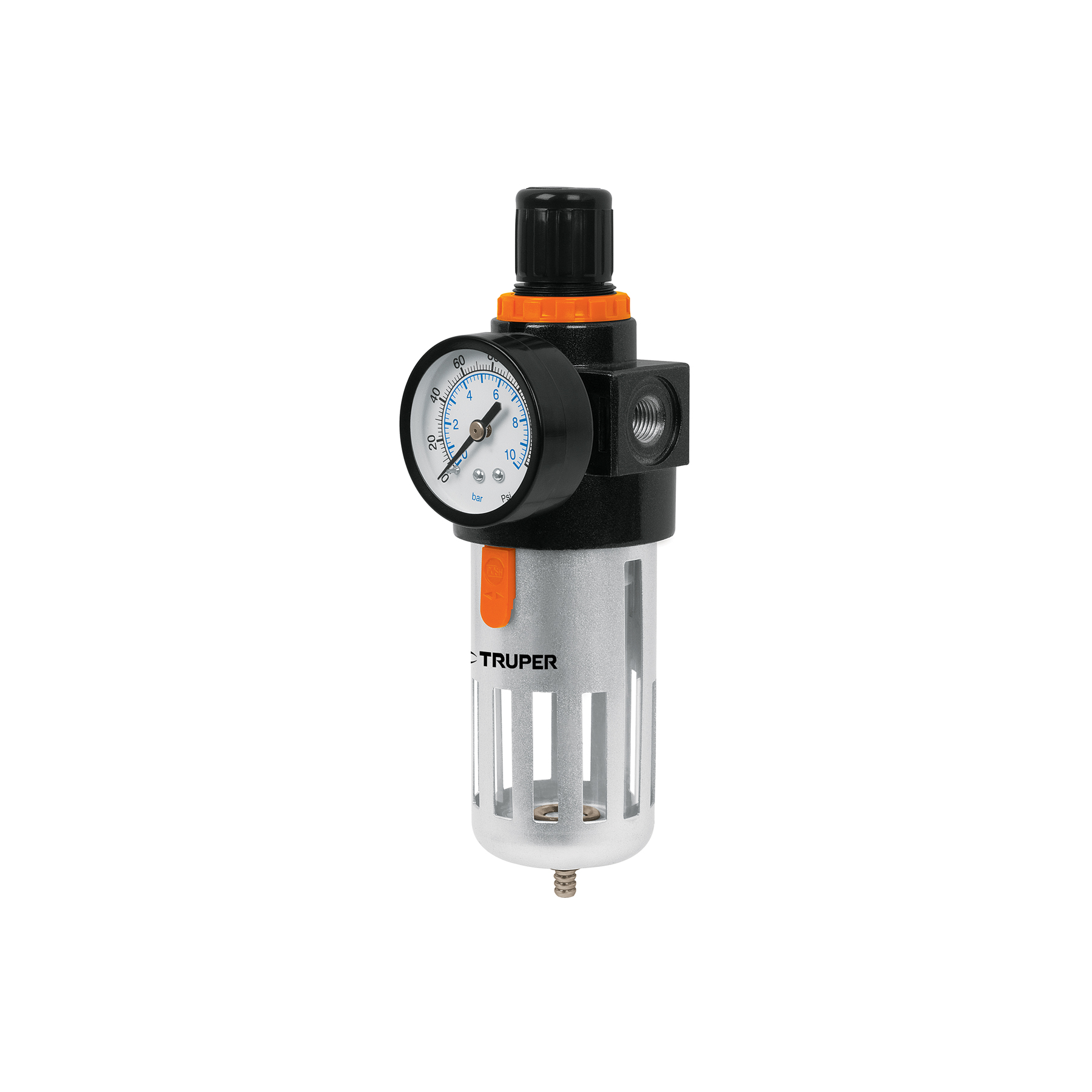 Filtro y regulador, presión de aire, cuerda 1/4" NPT, TRUPER TRUPER