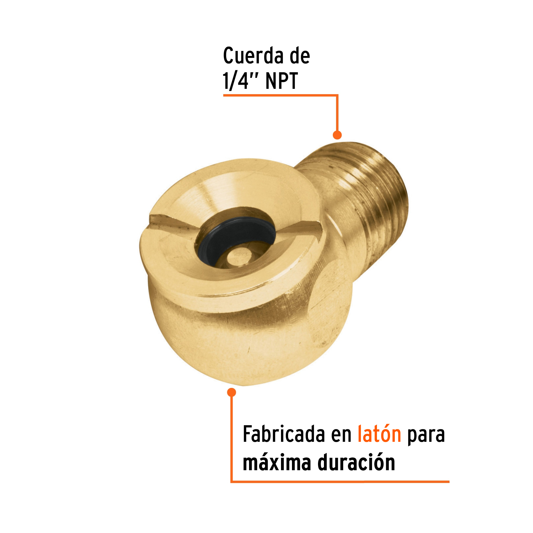 Cabeza infladora de llantas, macho, cuerda 1/4" NPT, TRUPER TRUPER