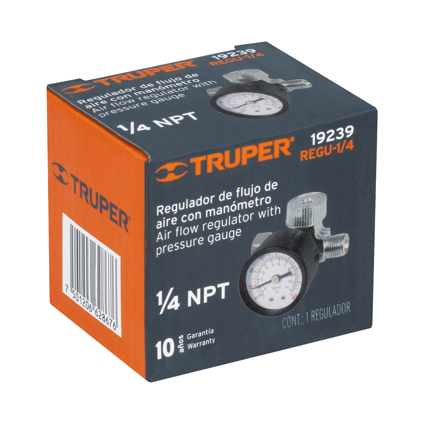 Regulador de aire con manómetro, cuerda 1/4" NPT, TRUPER TRUPER