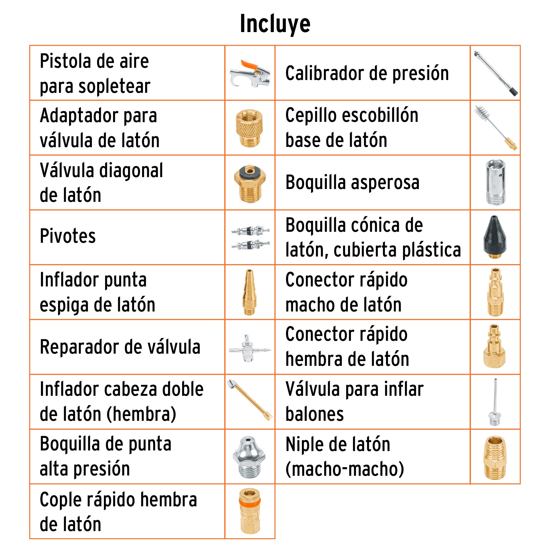 Juego de 18 accesorios neumáticos, cuerda 1/4" NPT, TRUPER TRUPER