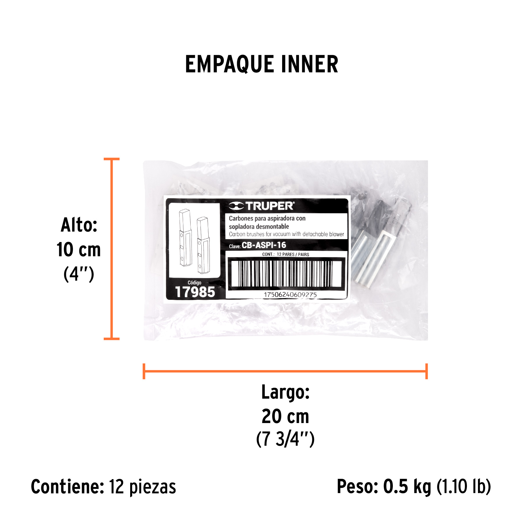Bolsa con 2 carbones de repuesto para ASPI-16, TRUPER TRUPER