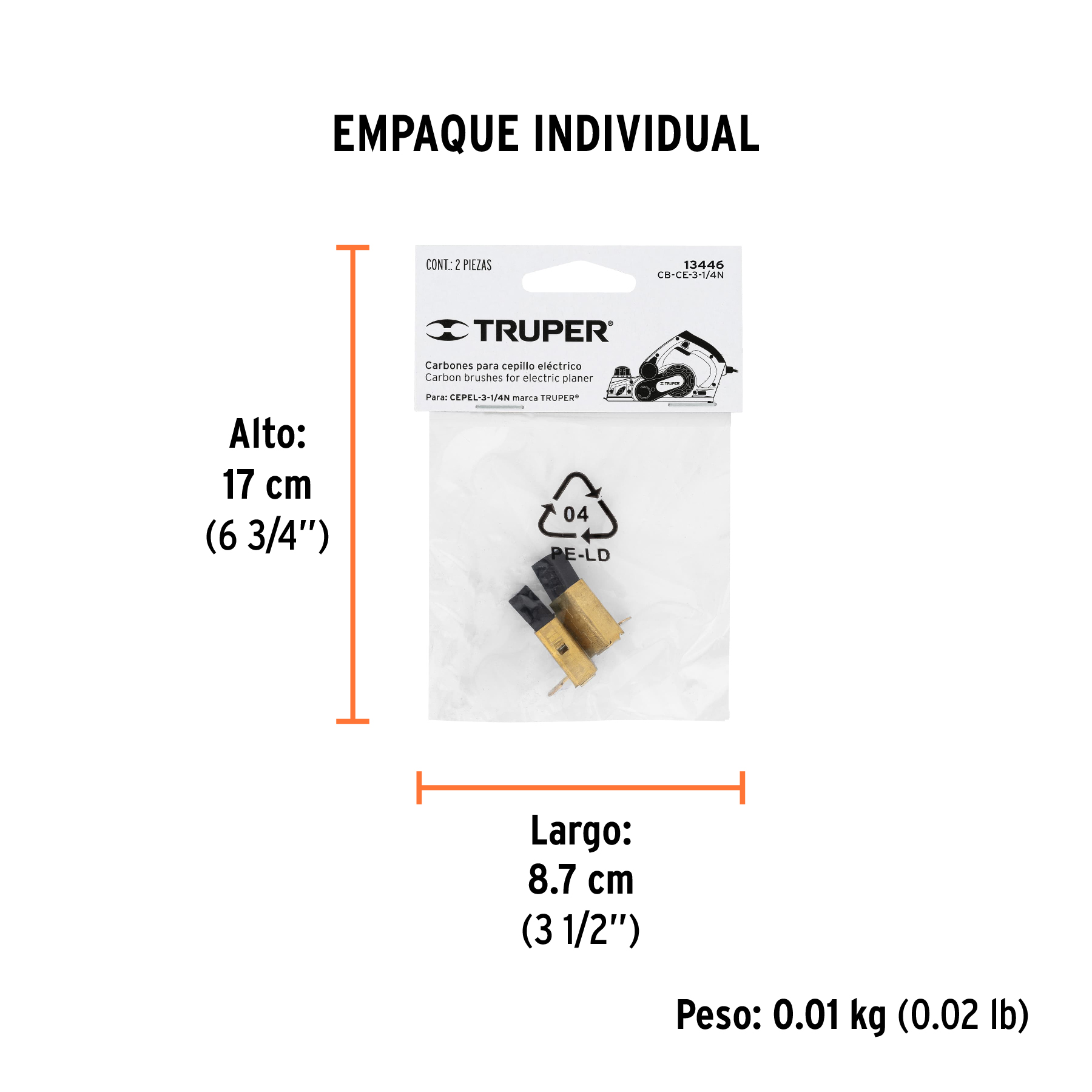 Bolsa con 2 carbones de repuesto para CEPEL-3-1/4N, TRUPER TRUPER
