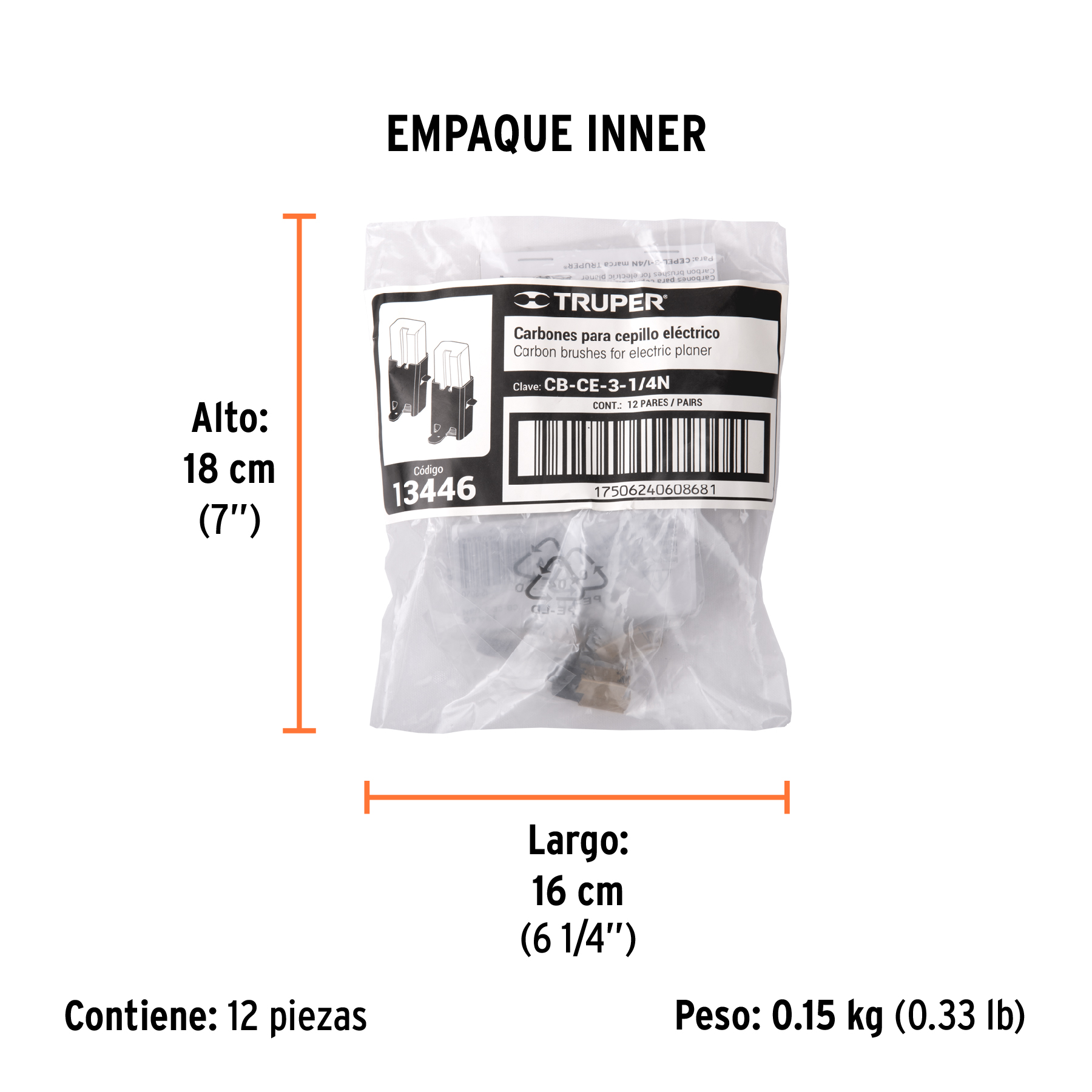 Bolsa con 2 carbones de repuesto para CEPEL-3-1/4N, TRUPER TRUPER