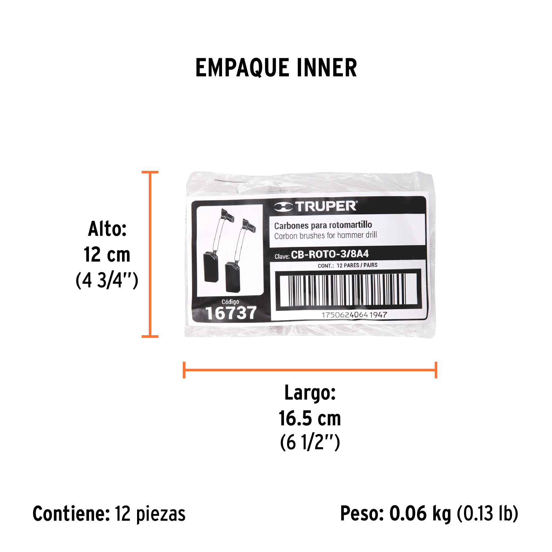 Bolsa con 2 carbones de repuesto para ROTO-3/8A4, TRUPER TRUPER