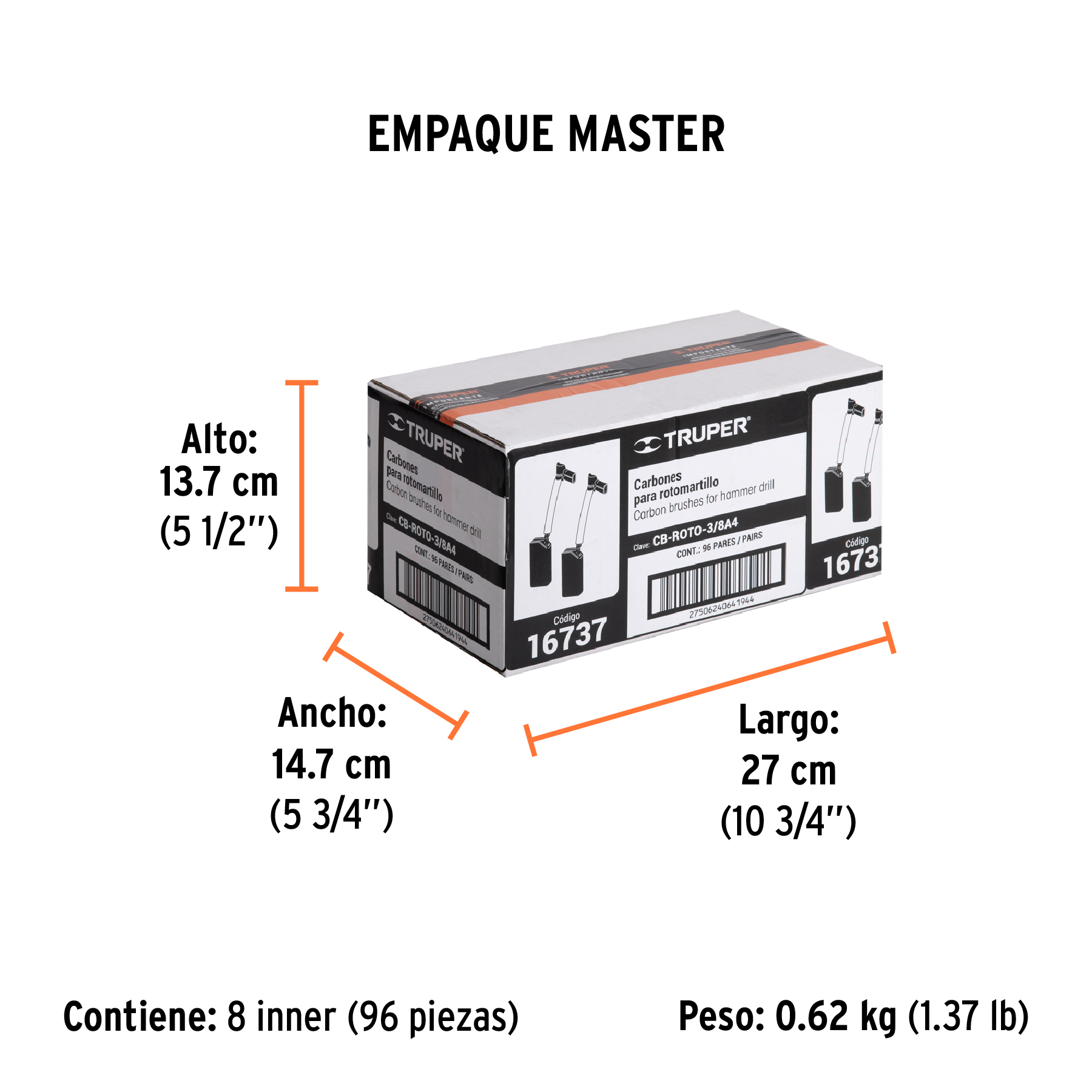 Bolsa con 2 carbones de repuesto para ROTO-3/8A4, TRUPER TRUPER