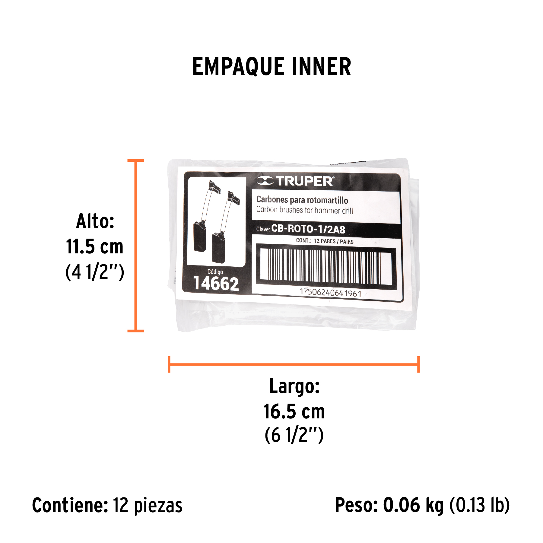 Bolsa con 2 carbones de repuesto para ROTO-1/2A8, TRUPER TRUPER