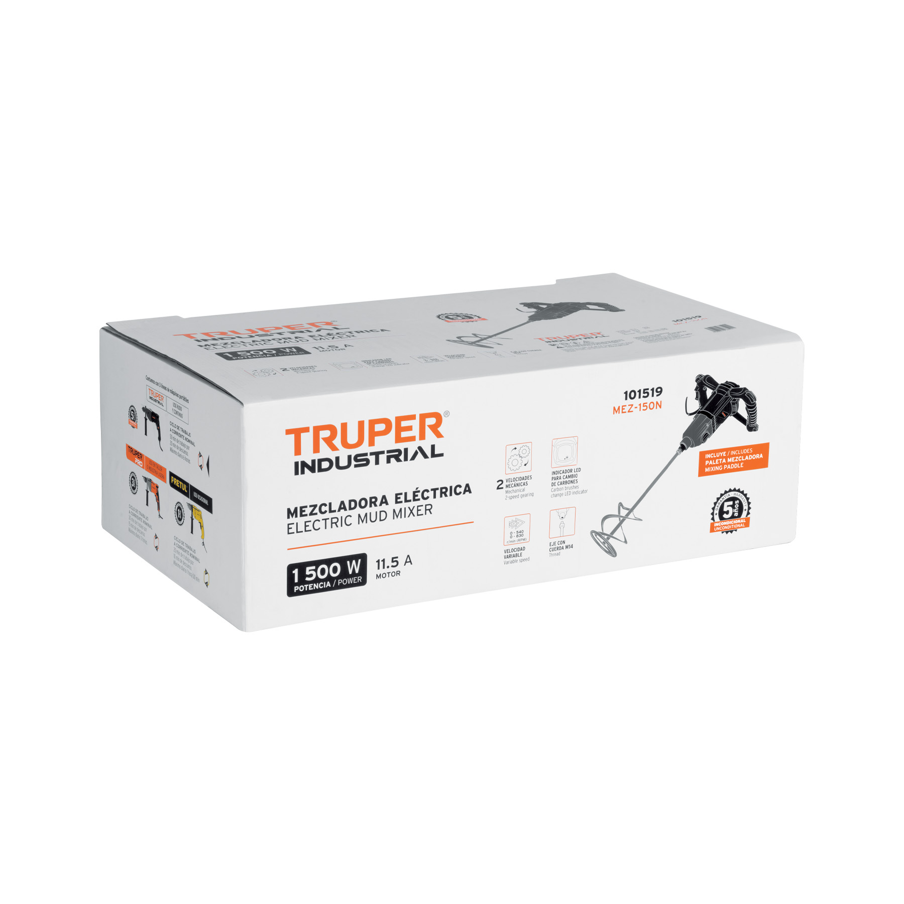 Mezcladora eléctrica 1500W, TRUPER INDUSTRIAL TRUPER
