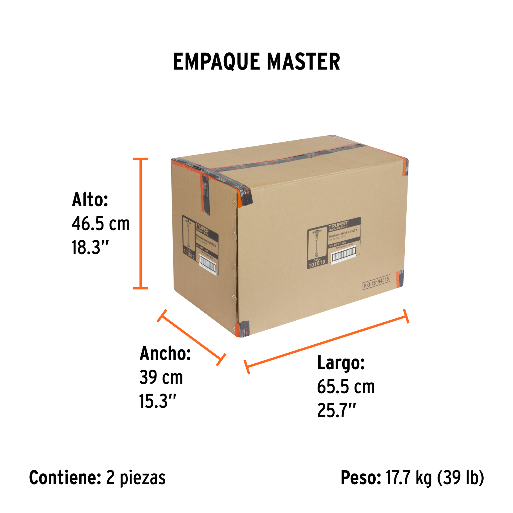 Mezcladora eléctrica 1500W, TRUPER INDUSTRIAL TRUPER