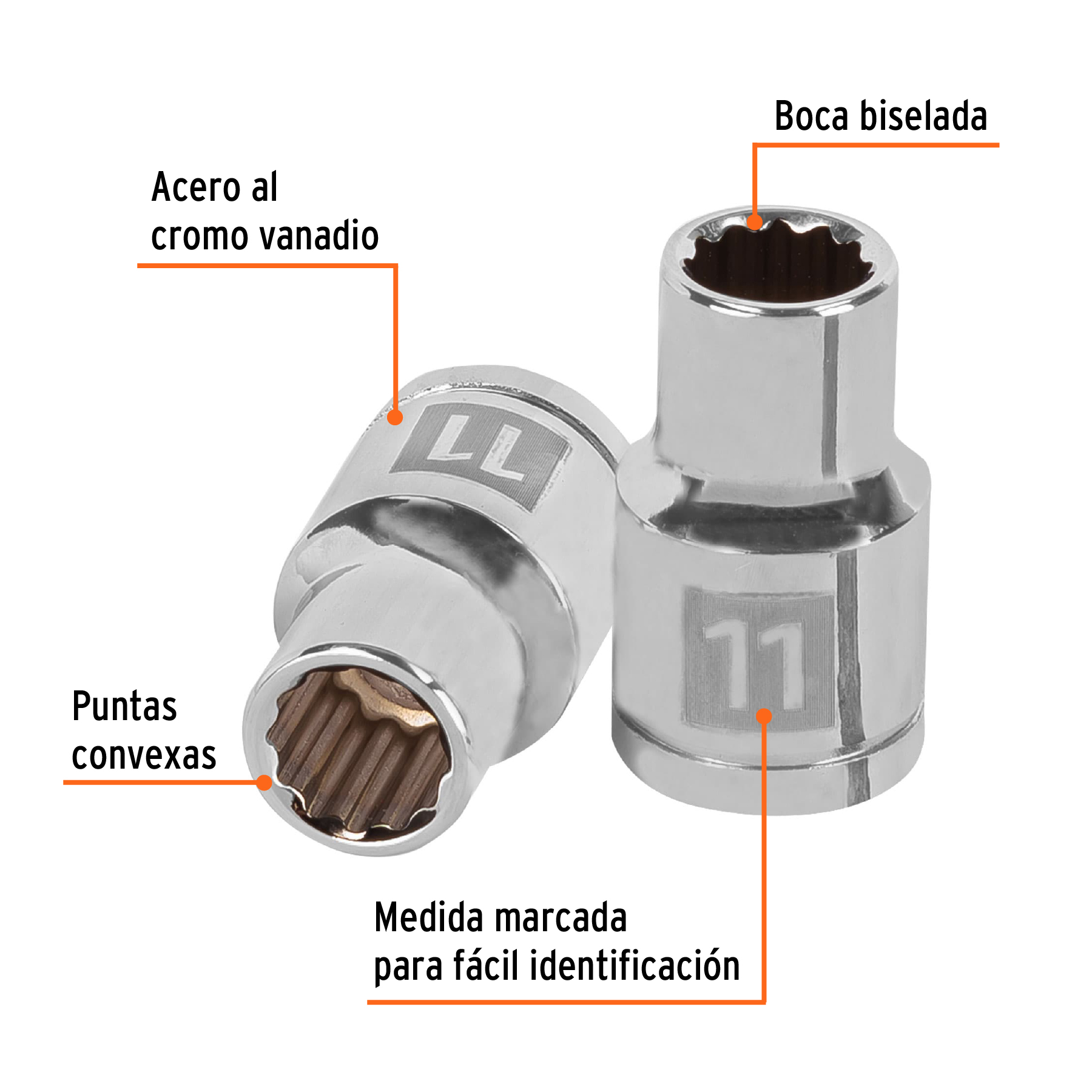 Dado de 11 mm, 12 puntas, cuadro 1/2", TRUPER TRUPER