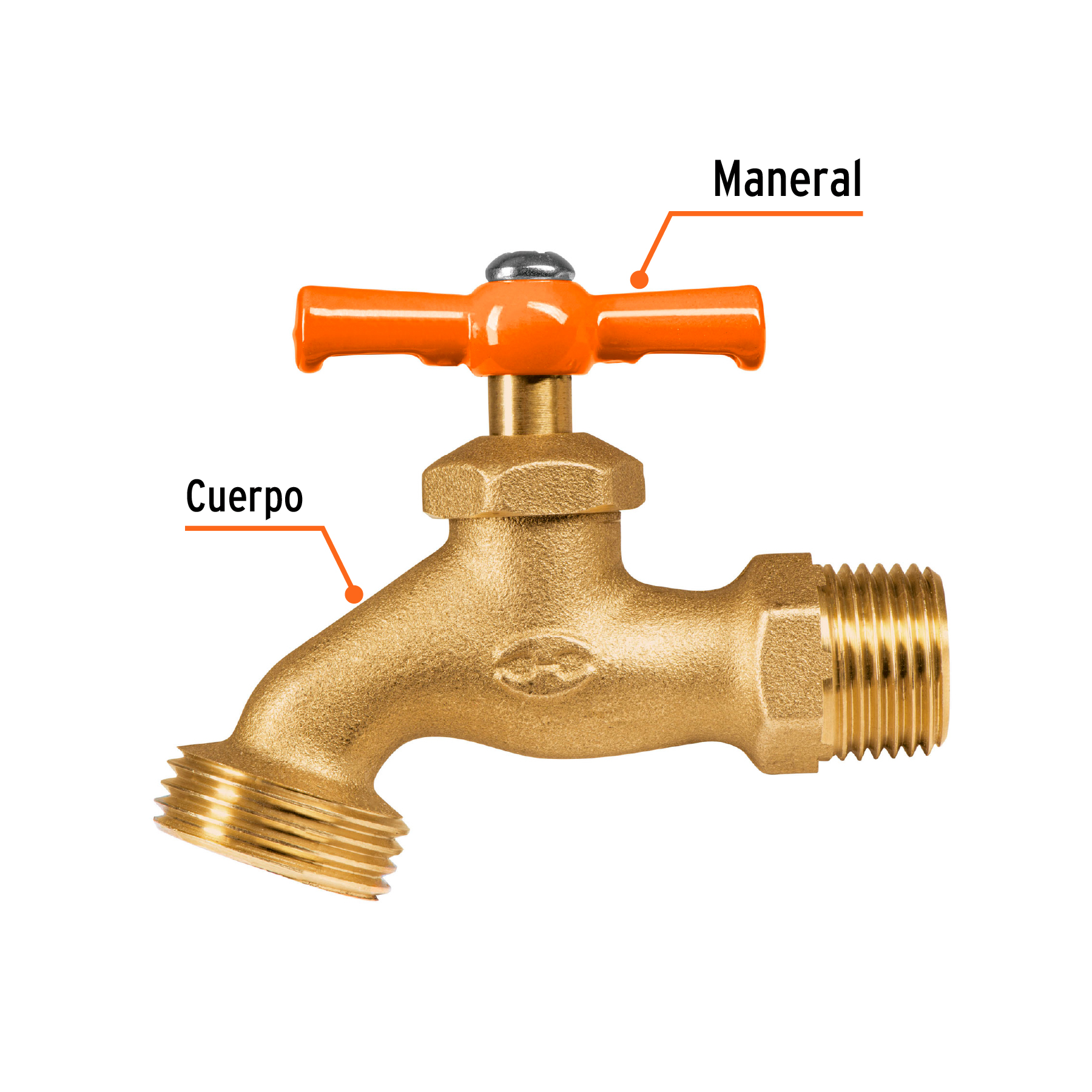 Llave p/manguera, de latón 140g, 1/2", blíster, TRUPER TRUPER