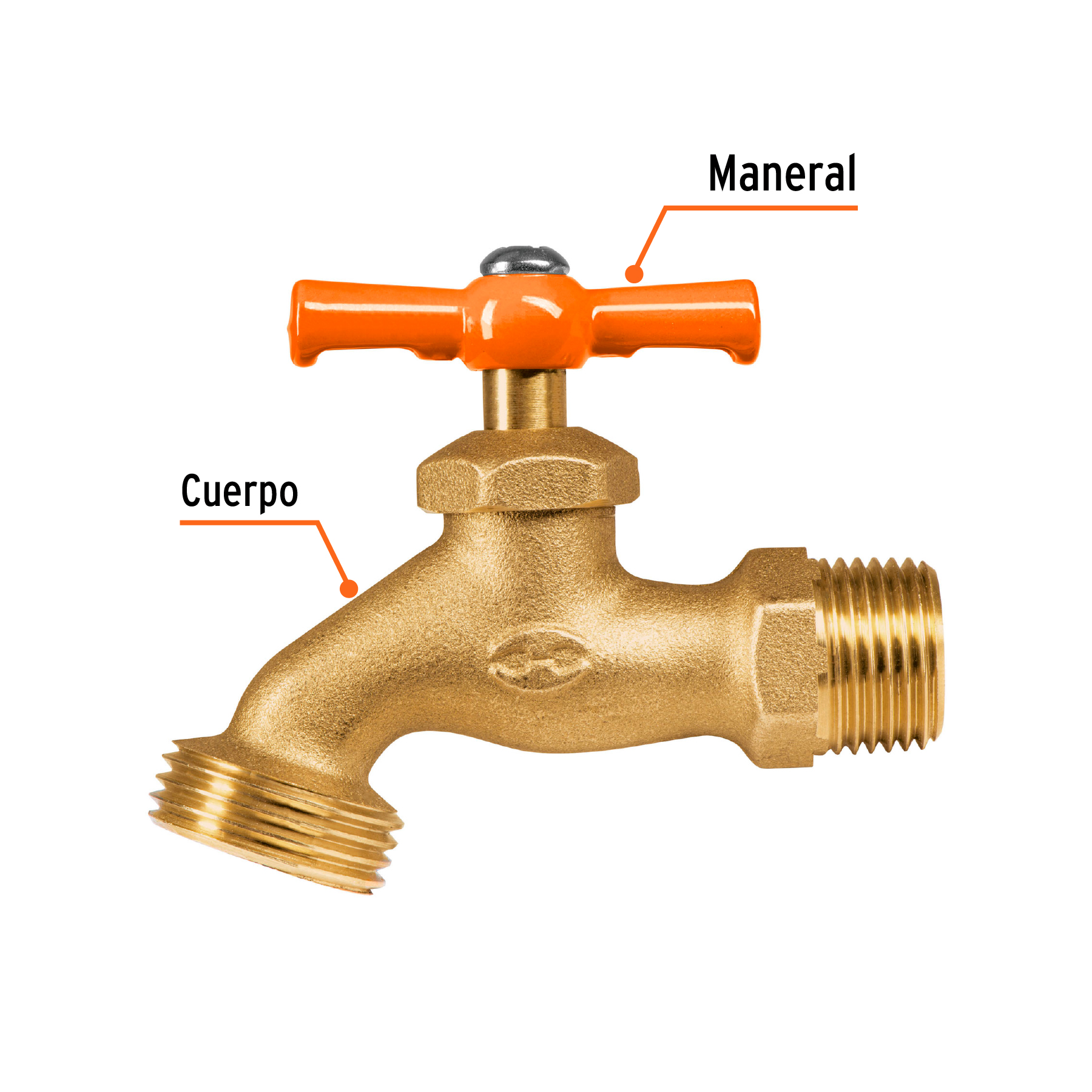 Llave p/manguera, de latón, 140g, 1/2", granel, TRUPER TRUPER