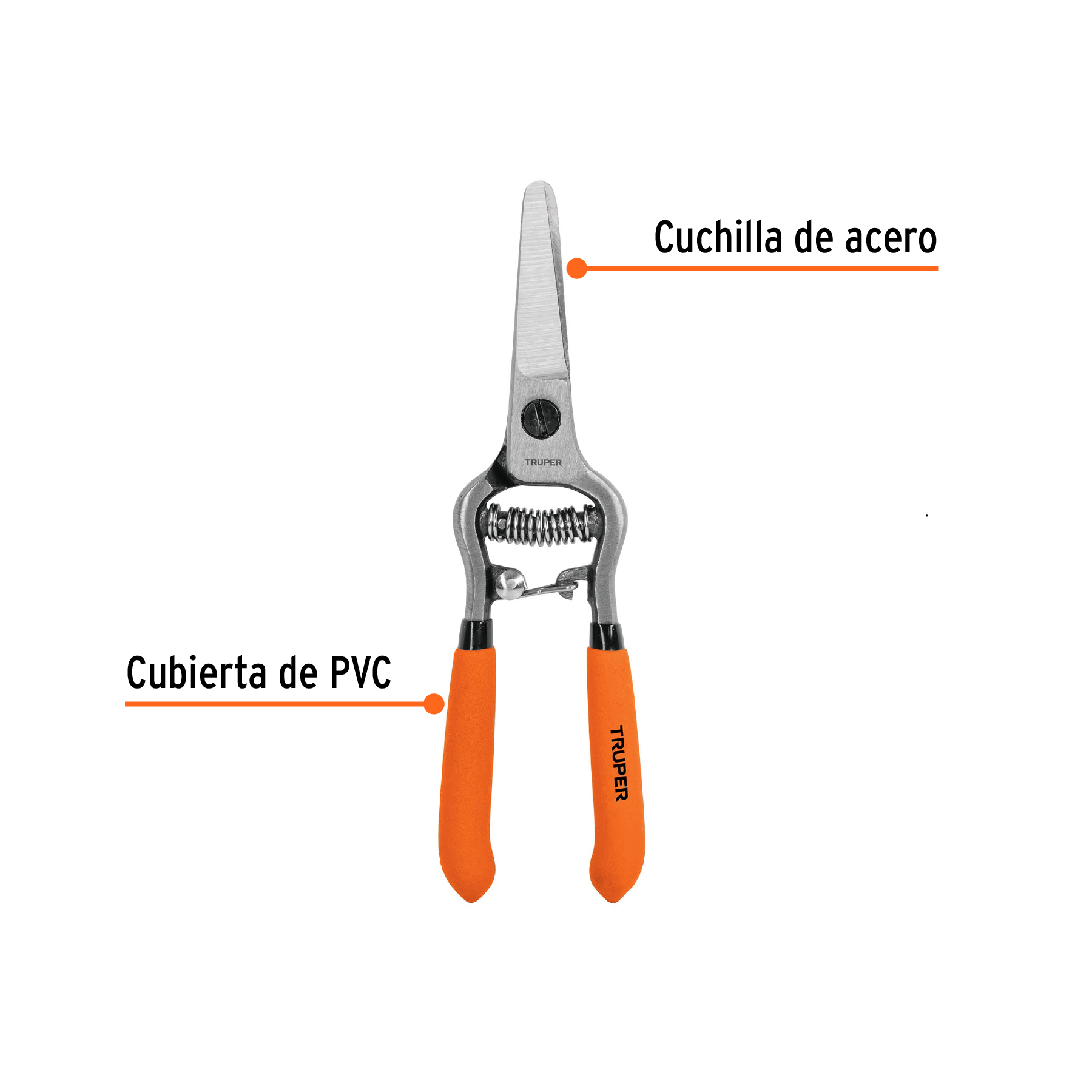 Tijera forjada para poda 6", recta, corte de frutas, TRUPER TRUPER