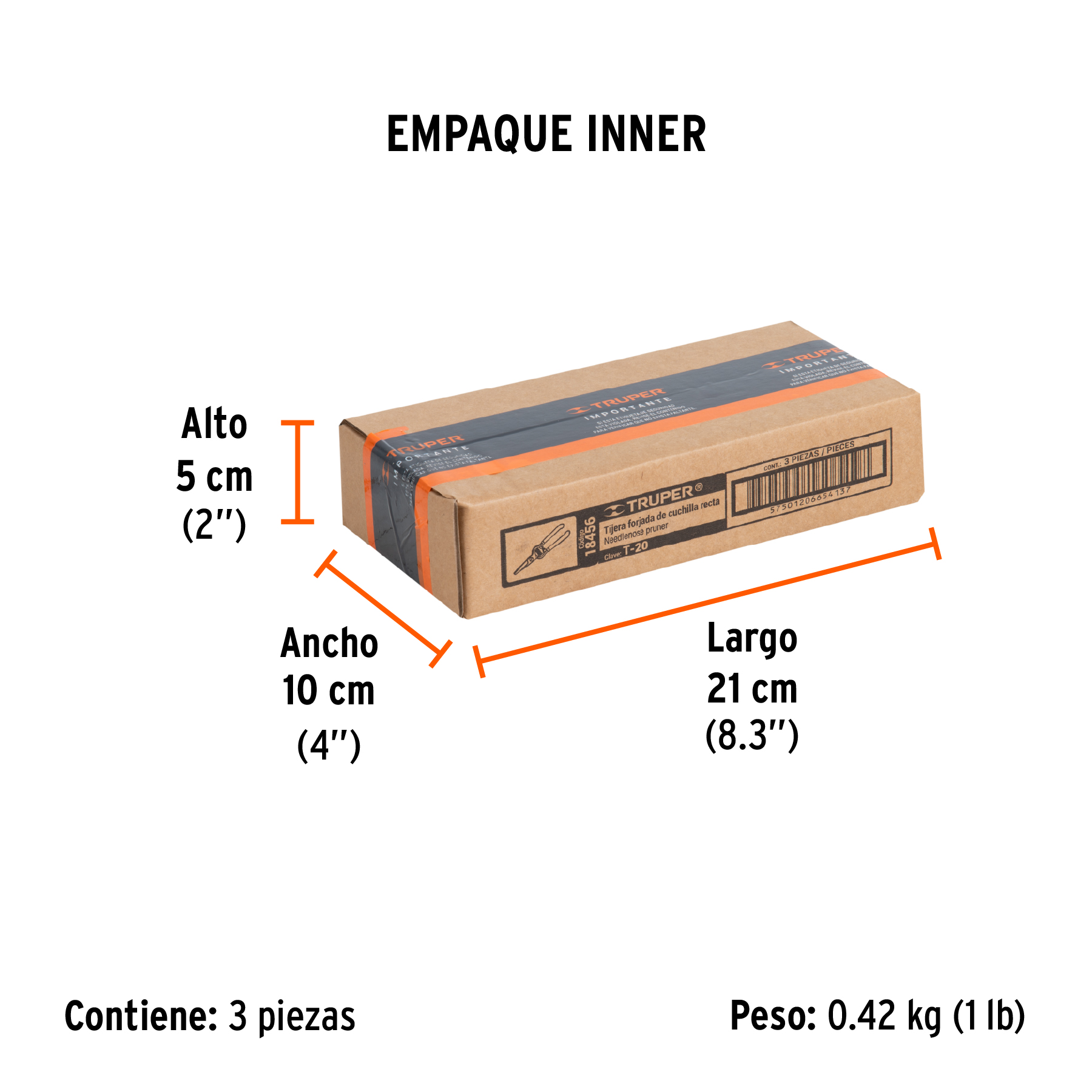 Tijera forjada para poda 6", recta, corte de frutas, TRUPER TRUPER