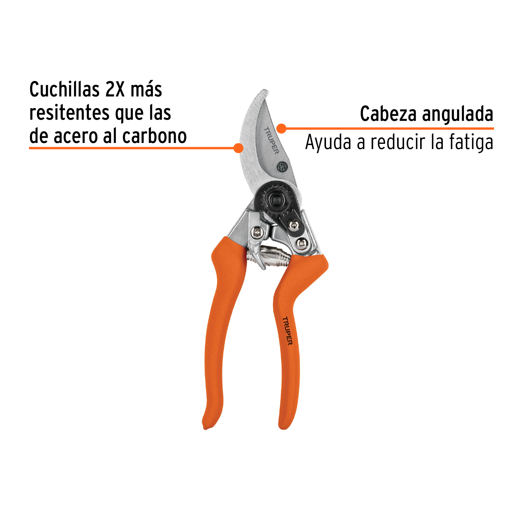 Tijera para poda 8" de aluminio cuchilla de paso, TRUPER TRUPER