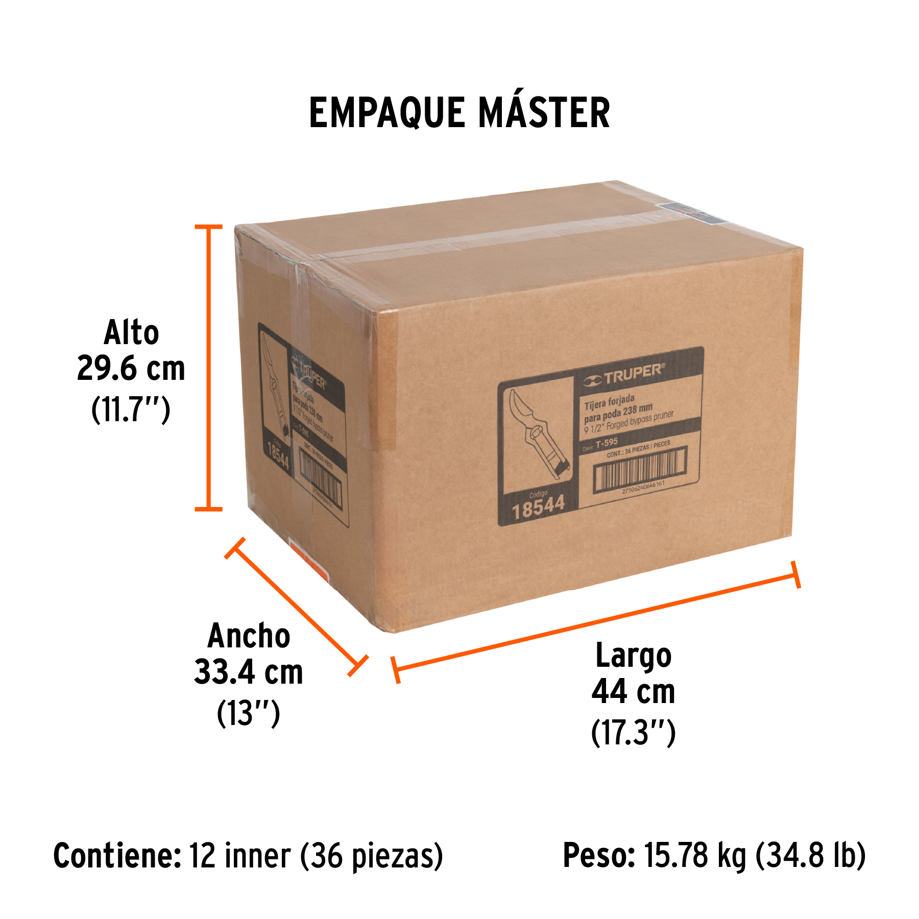 Tijera para poda 9-1/2" forjada cuchilla de paso, TRUPER TRUPER