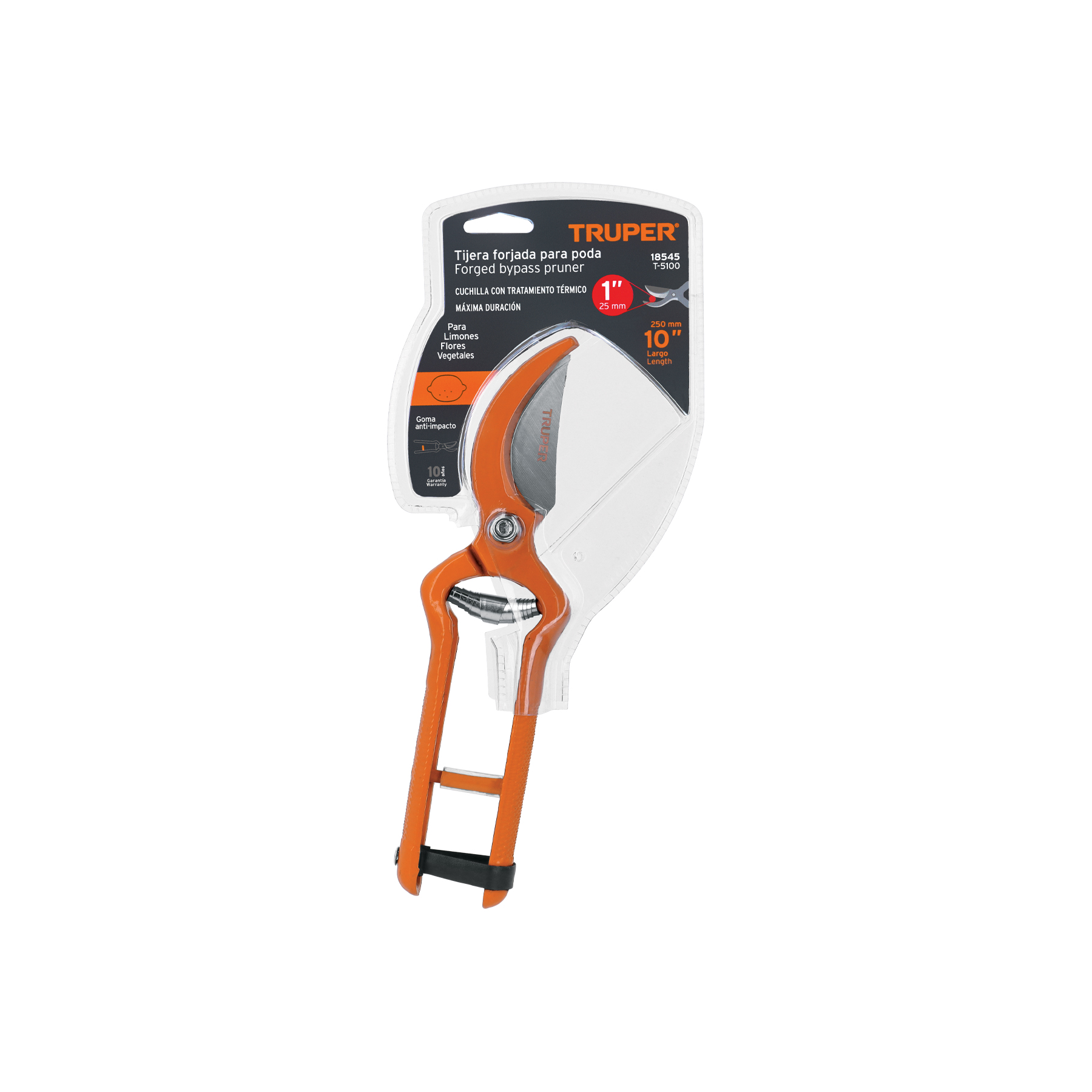 Tijera para poda 10" forjada cuchilla de paso, TRUPER TRUPER