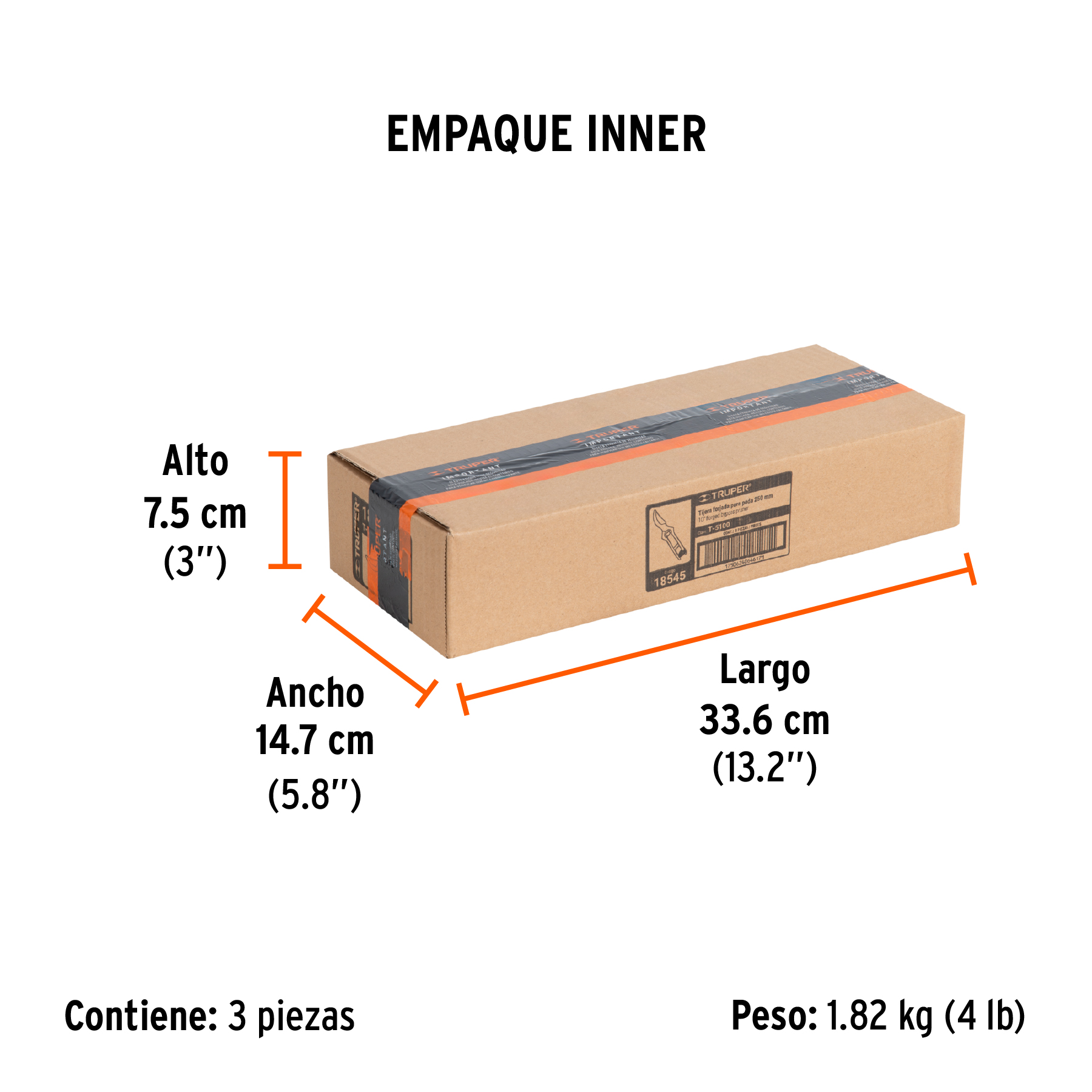 Tijera para poda 10" forjada cuchilla de paso, TRUPER TRUPER