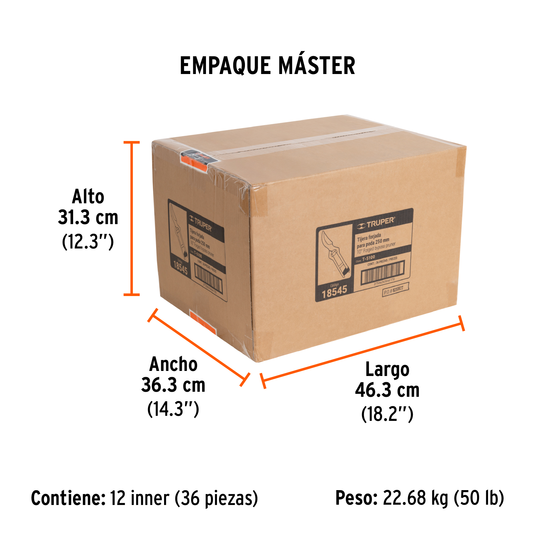Tijera para poda 10" forjada cuchilla de paso, TRUPER TRUPER