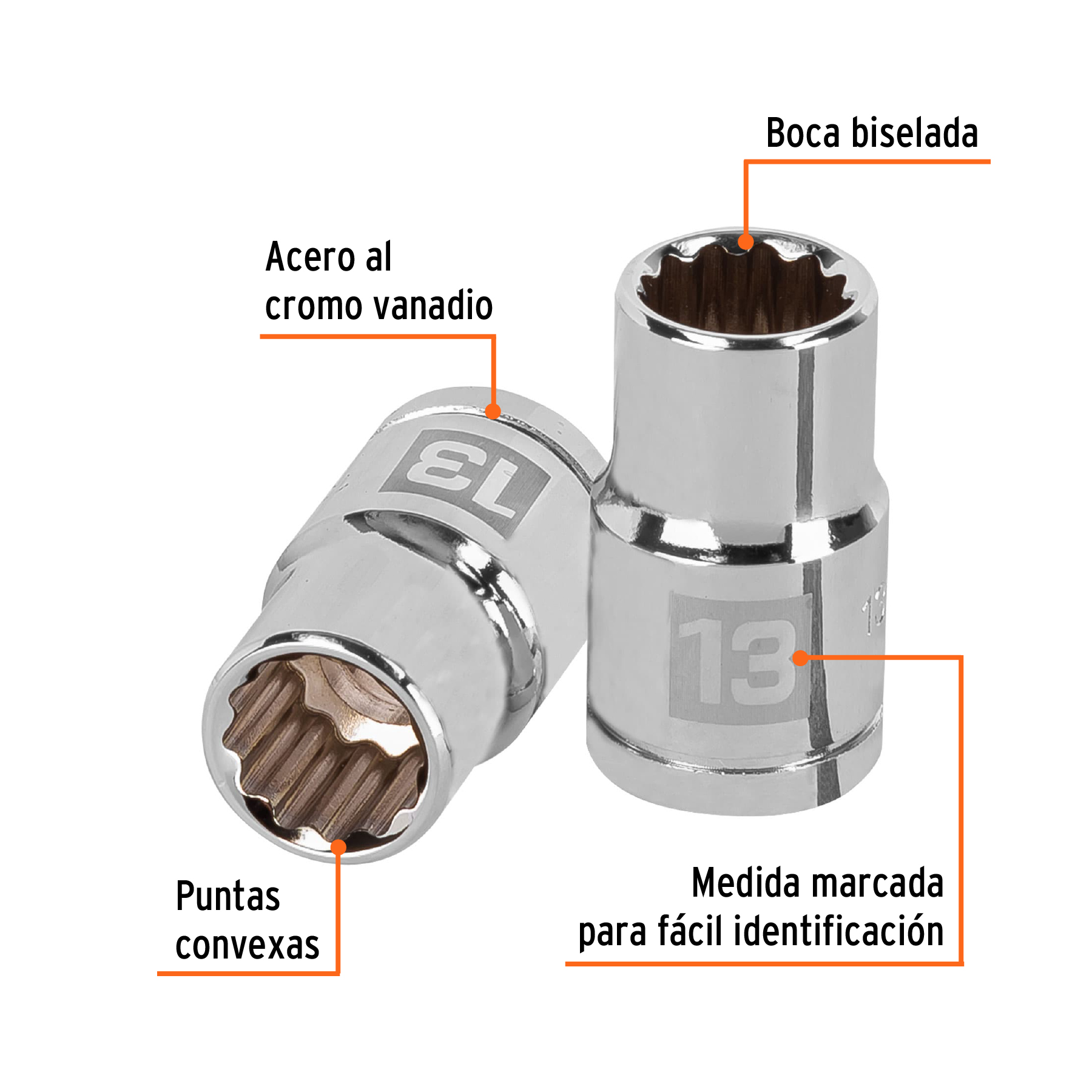 Dado de 13 mm, 12 puntas, cuadro 1/2", TRUPER TRUPER