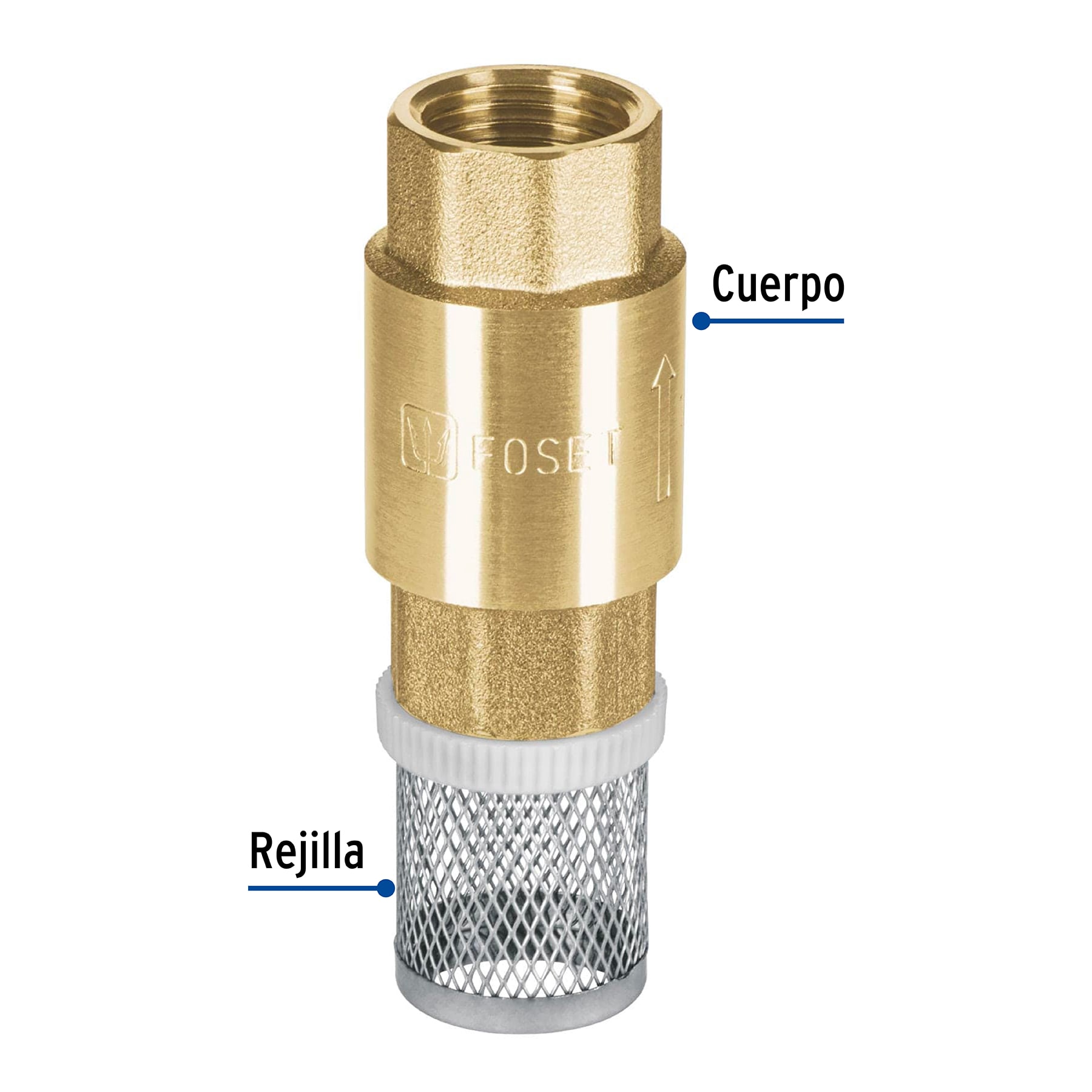 Pichancha tipo check de latón inoxidable 1/2", FOSET TRUPER