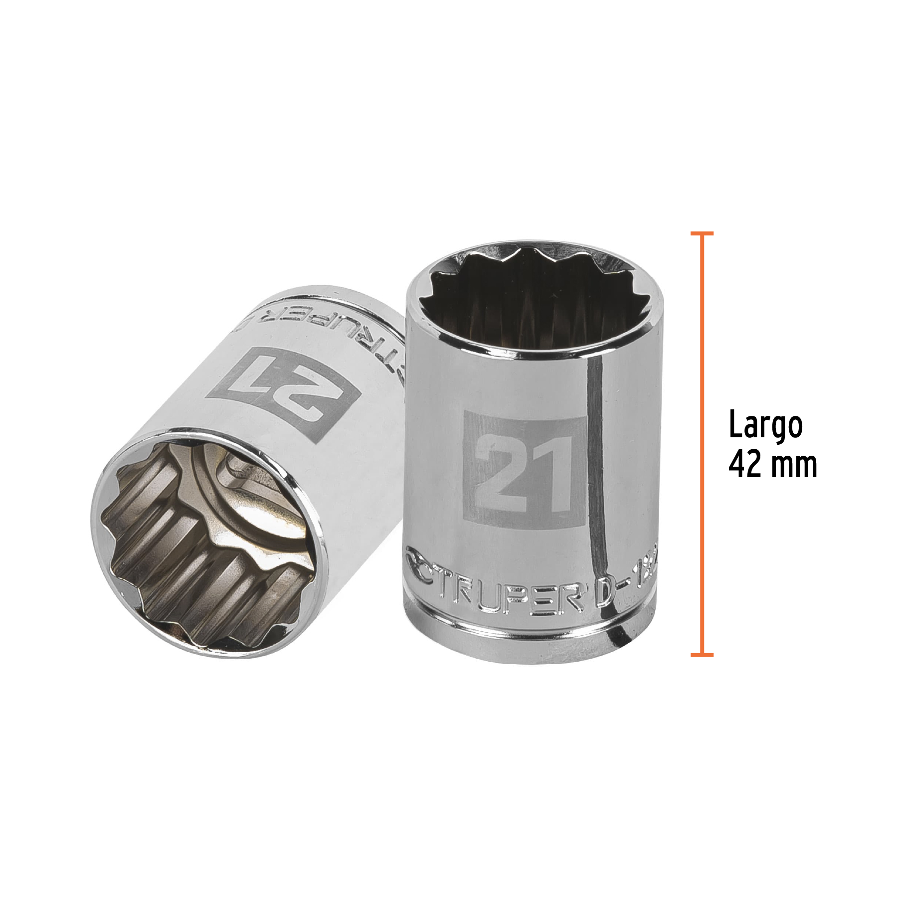 Dado de 21 mm, 12 puntas, cuadro 1/2", TRUPER TRUPER
