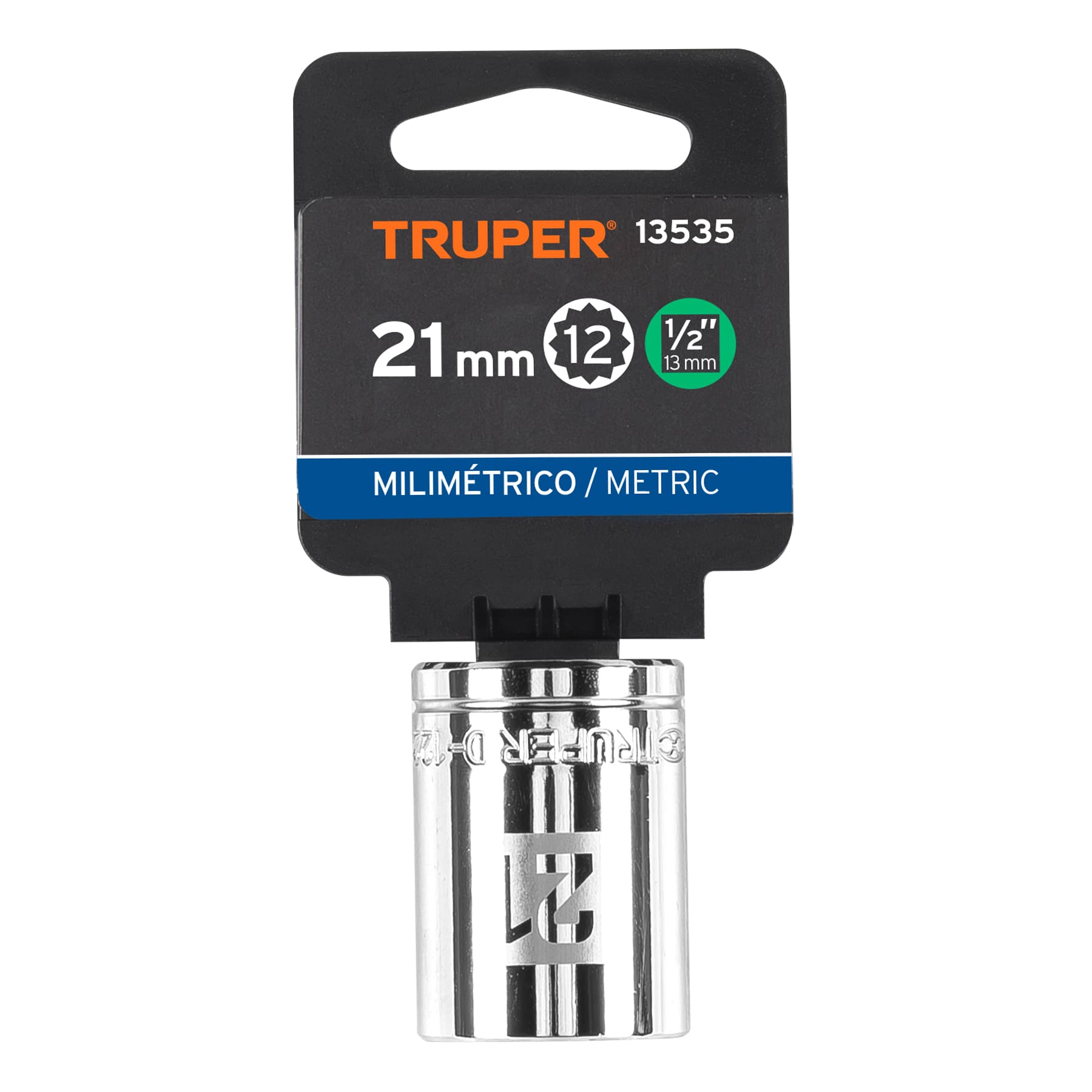 Dado de 21 mm, 12 puntas, cuadro 1/2", TRUPER TRUPER