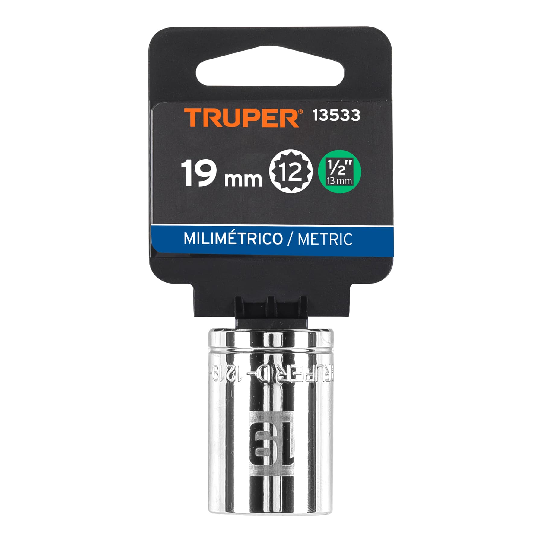 Dado de 19 mm, 12 puntas, cuadro 1/2", TRUPER TRUPER