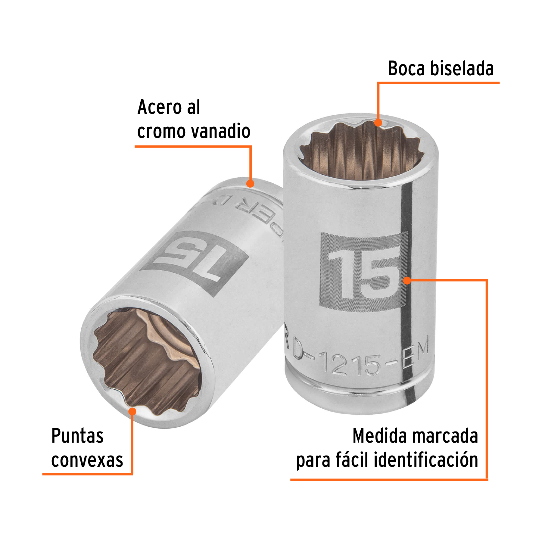 Dado de 15 mm, 12 puntas, cuadro 1/2", TRUPER TRUPER