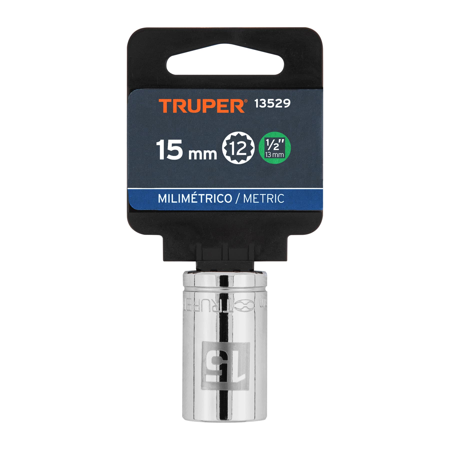 Dado de 15 mm, 12 puntas, cuadro 1/2", TRUPER TRUPER