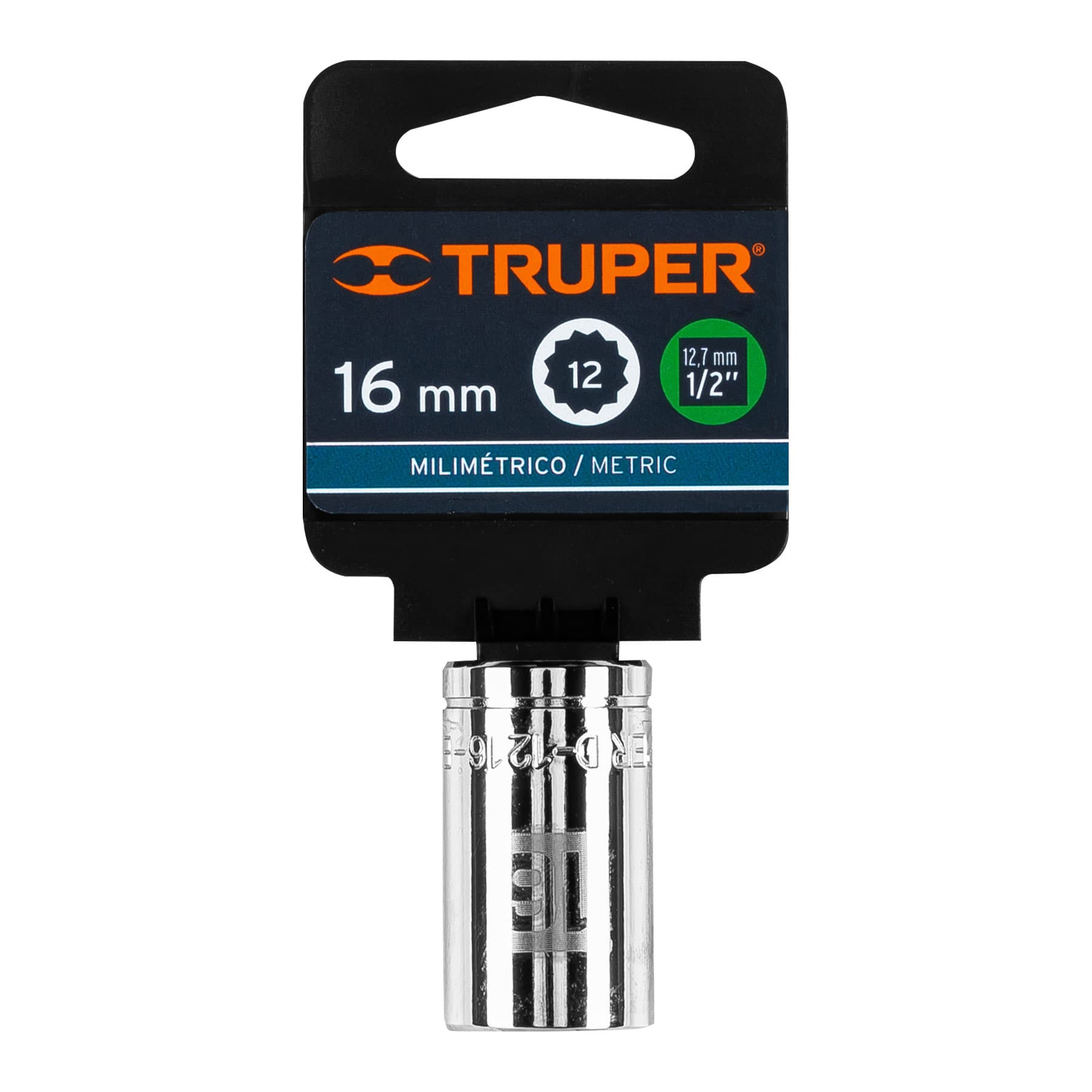 Dado de 16 mm, 12 puntas, cuadro 1/2", TRUPER TRUPER