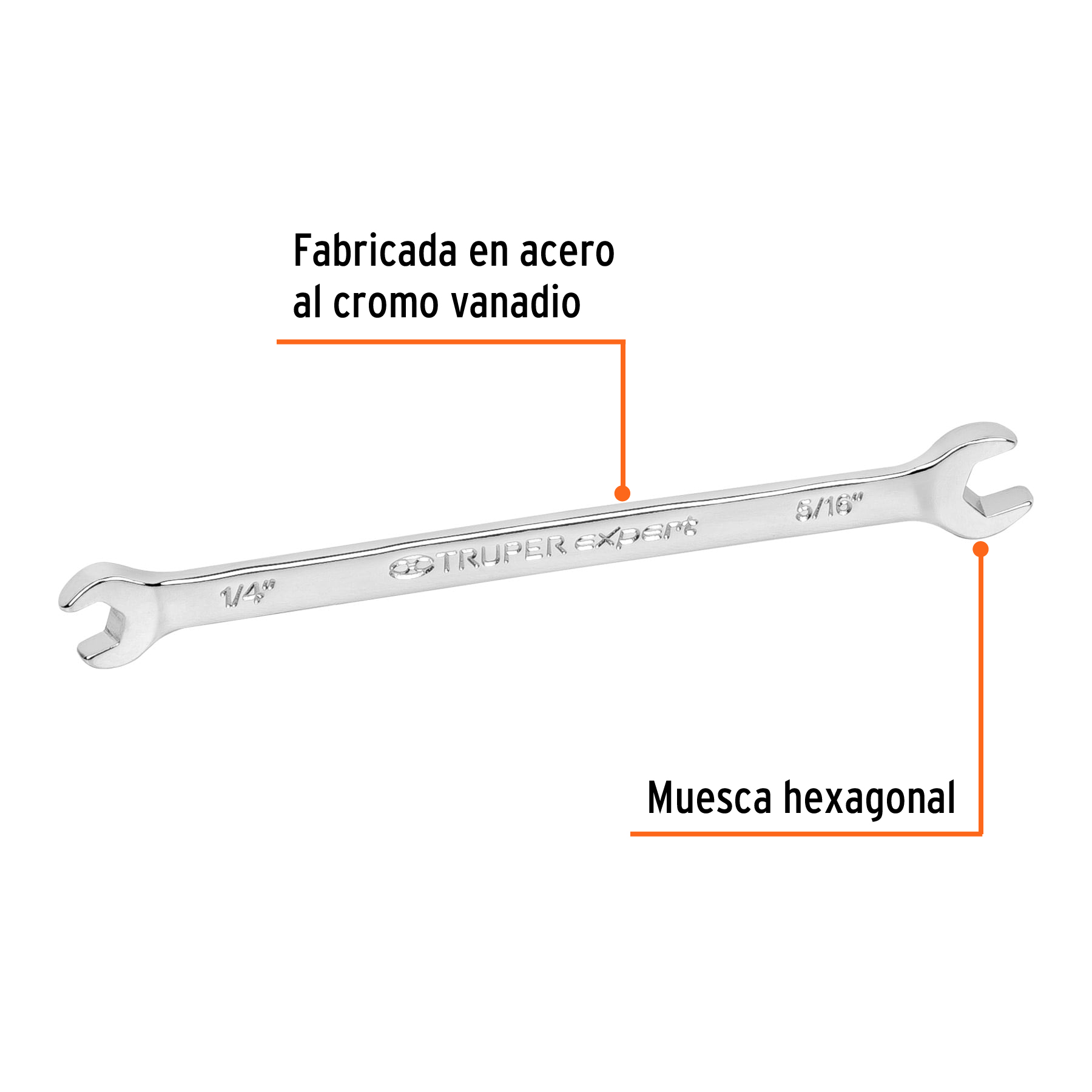 Llave española, 1/4 x 5/16" x 126 mm de largo, TRUPER EXPERT TRUPER