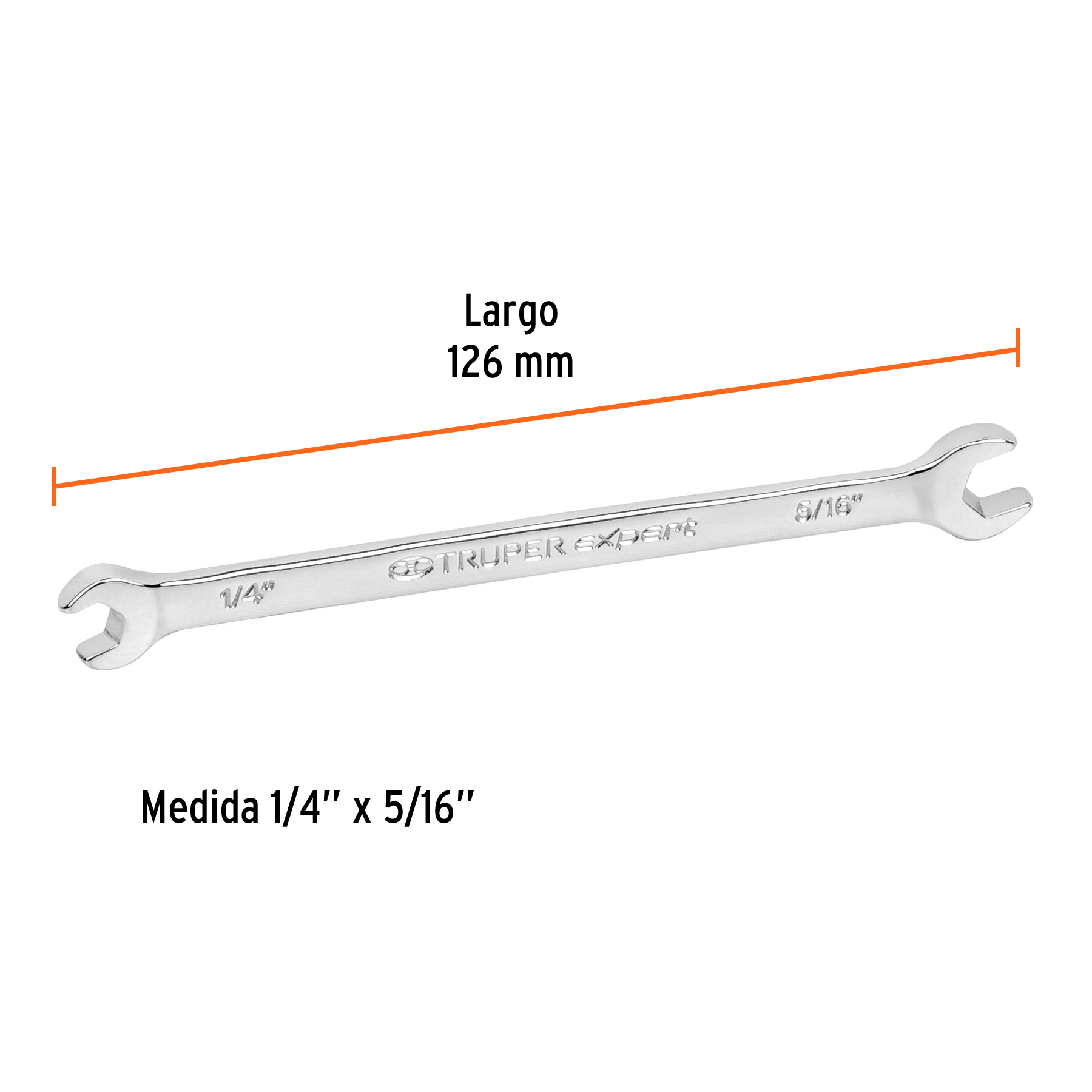 Llave española, 1/4 x 5/16" x 126 mm de largo, TRUPER EXPERT TRUPER