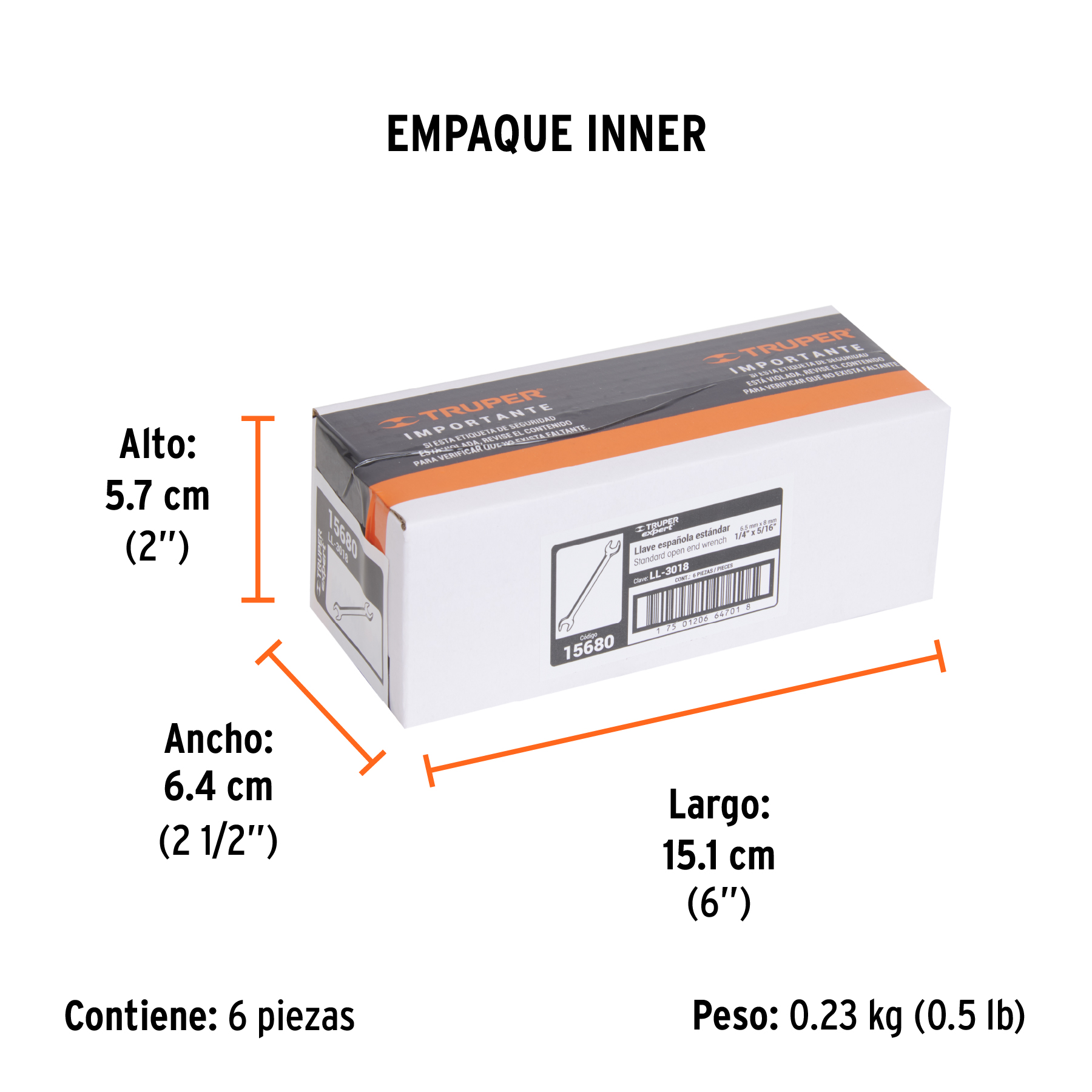 Llave española, 1/4 x 5/16" x 126 mm de largo, TRUPER EXPERT TRUPER