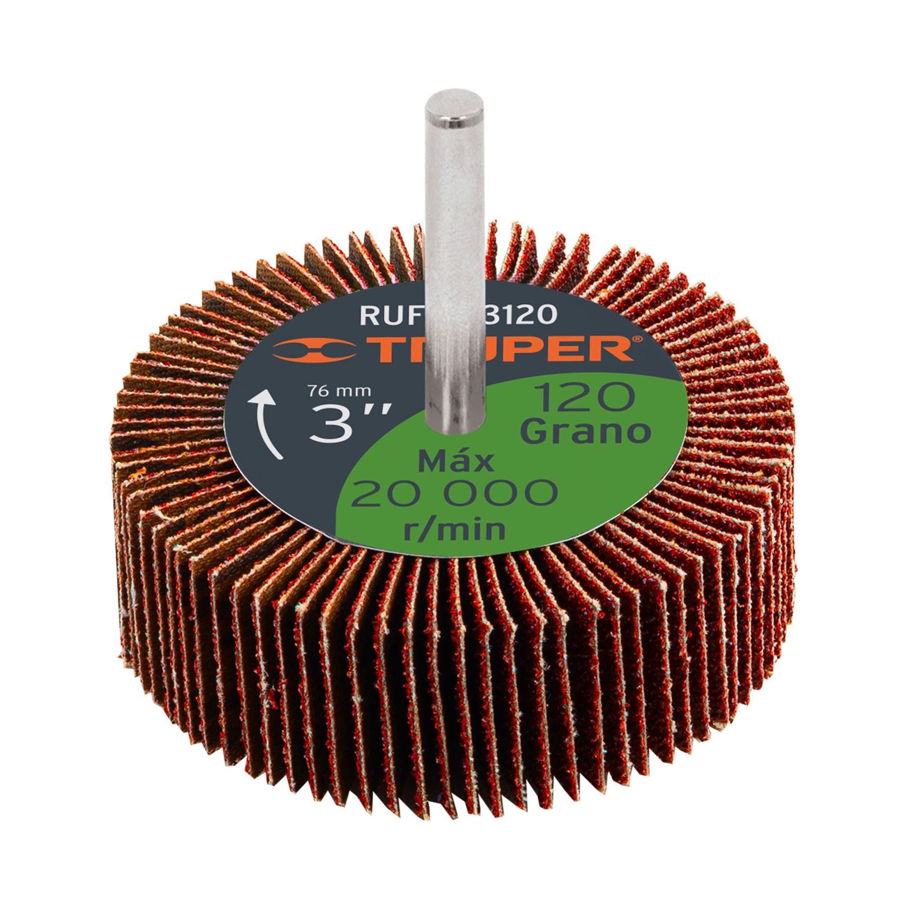 Rueda flap de 3", grano 120, TRUPER TRUPER