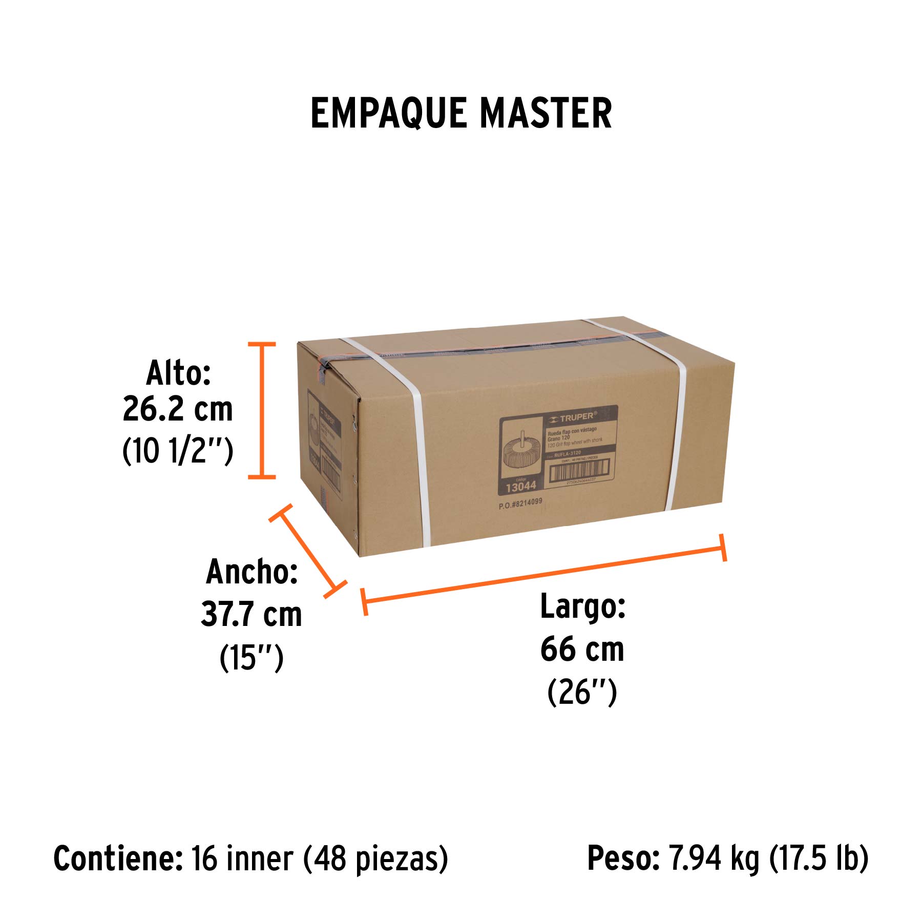 Rueda flap de 3", grano 120, TRUPER TRUPER