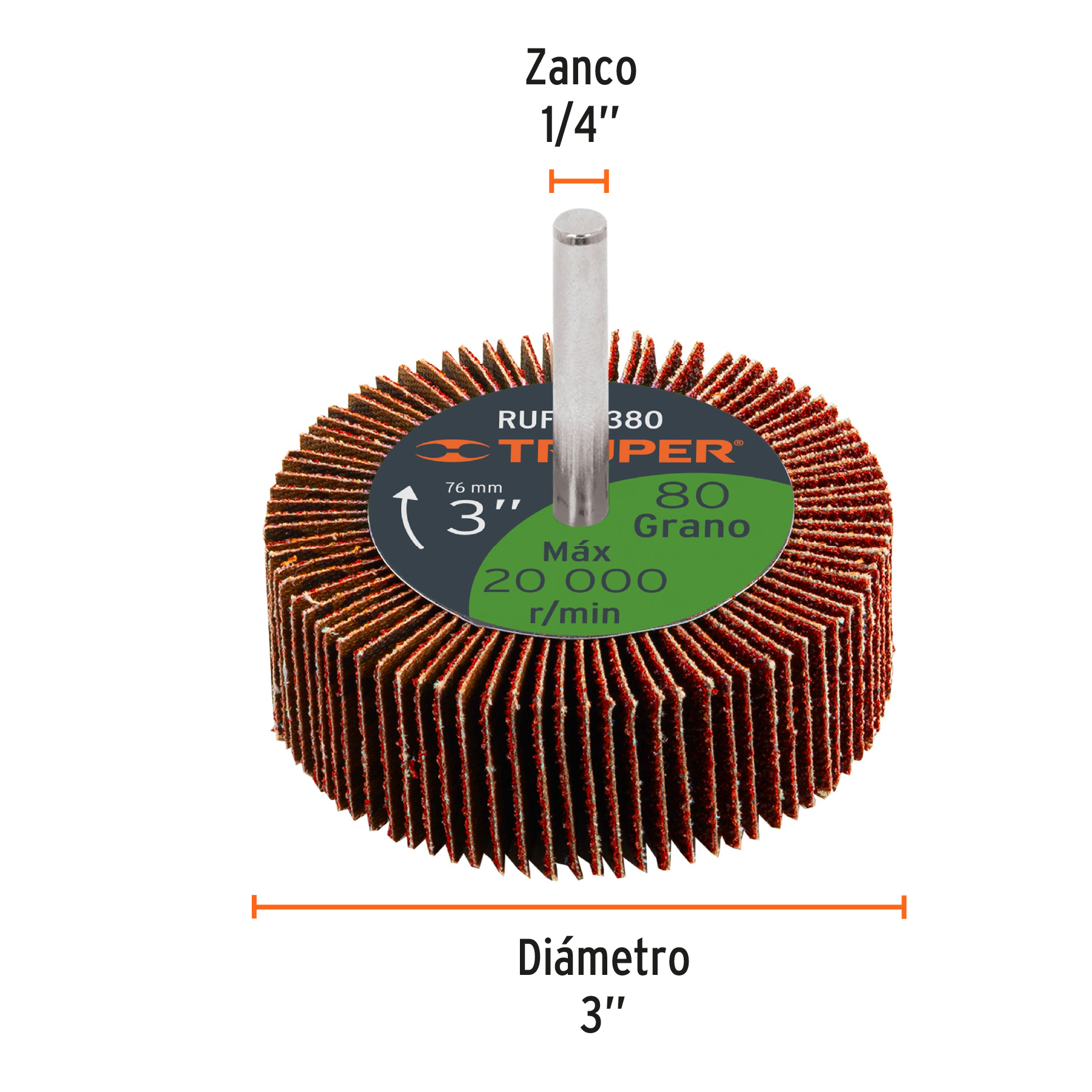 Rueda flap de 3", grano 80, TRUPER TRUPER