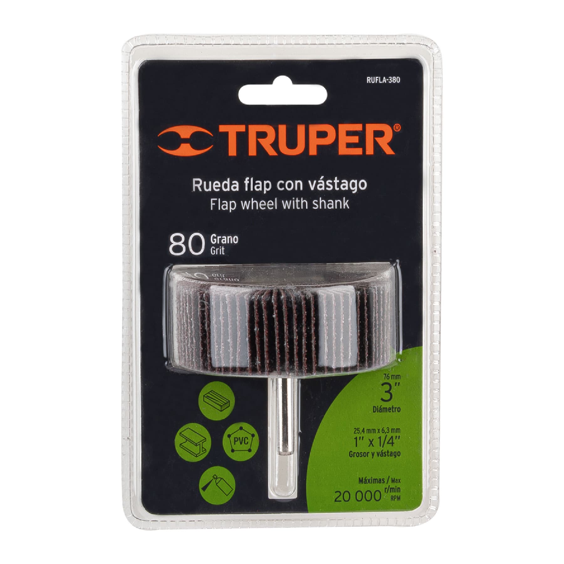 Rueda flap de 3", grano 80, TRUPER TRUPER